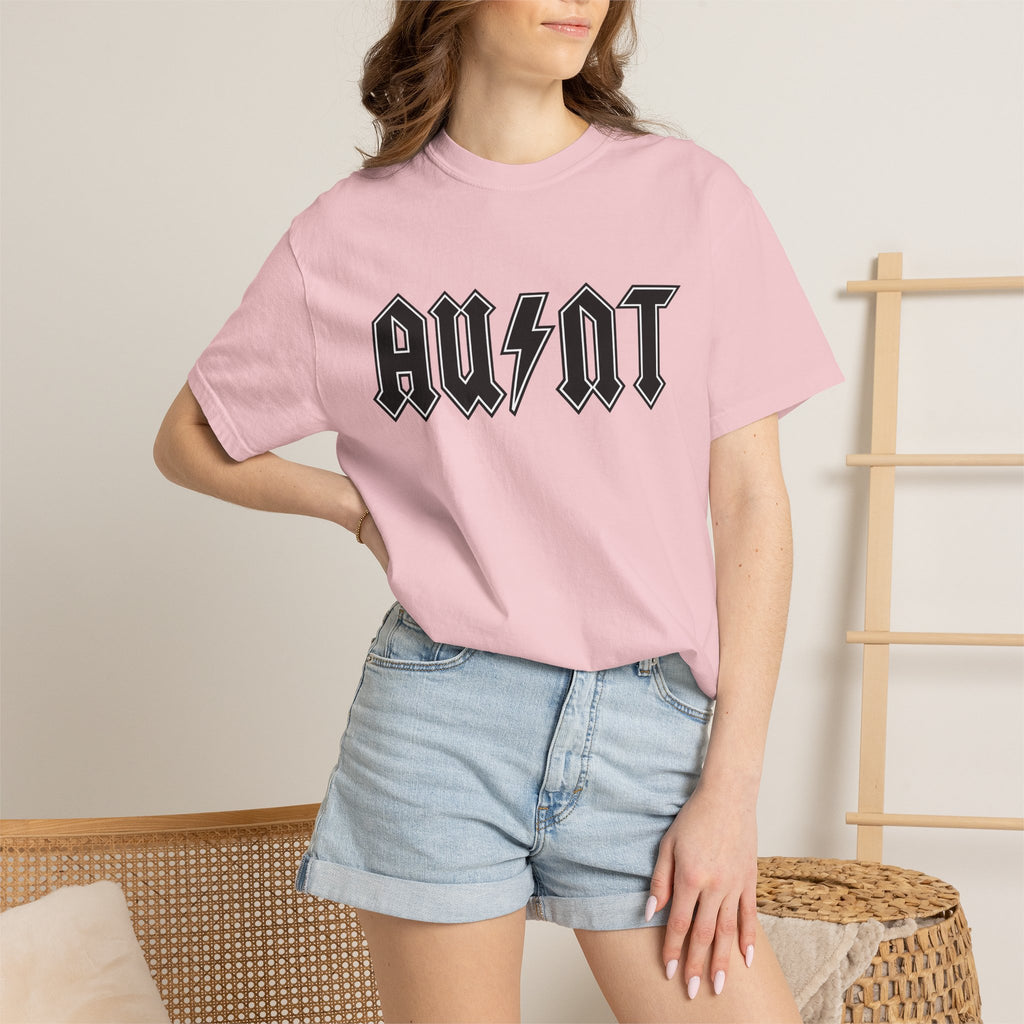 Bold Script Shirt Aunt Audio Gift Women Metal Tee Calligraphy T-Shirt Auntie Fan Gothic Tshirt Sound Graphic Old School Flash Bolt Tshirt