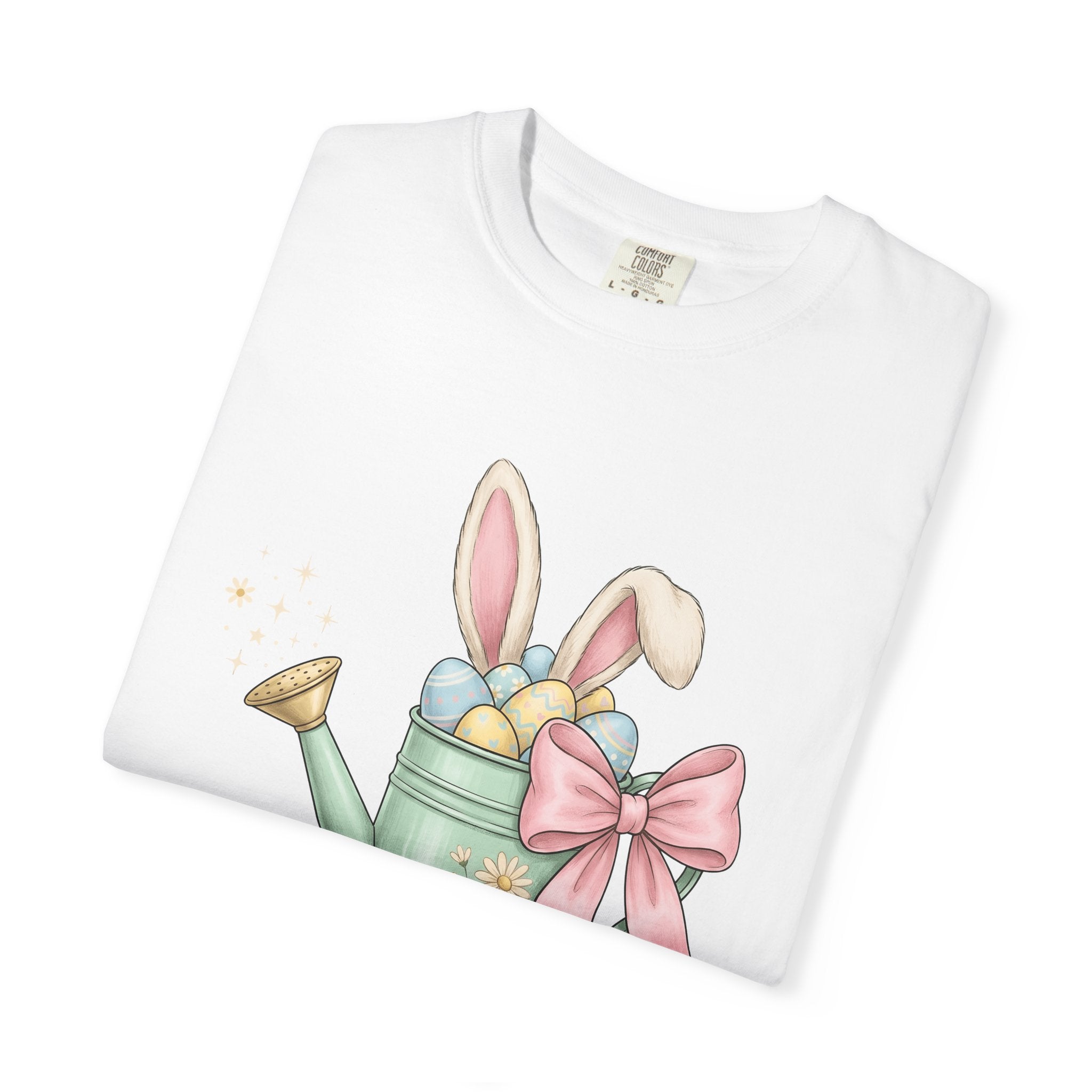Rabbit Ear Flower Pot Shirt Easter Flora Gift Women Playful Tee Flowerpot T-Shirt Easter Fan Planter Tshirt Botanical Graphic Muted Tones