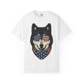 Wolf Shades Shirt 4th Of July Pet Gift Women Retro Tee Cool Shades T-Shirt Patriotic Fan Vintage Tshirt Animal Graphic Sketch Head Scarf