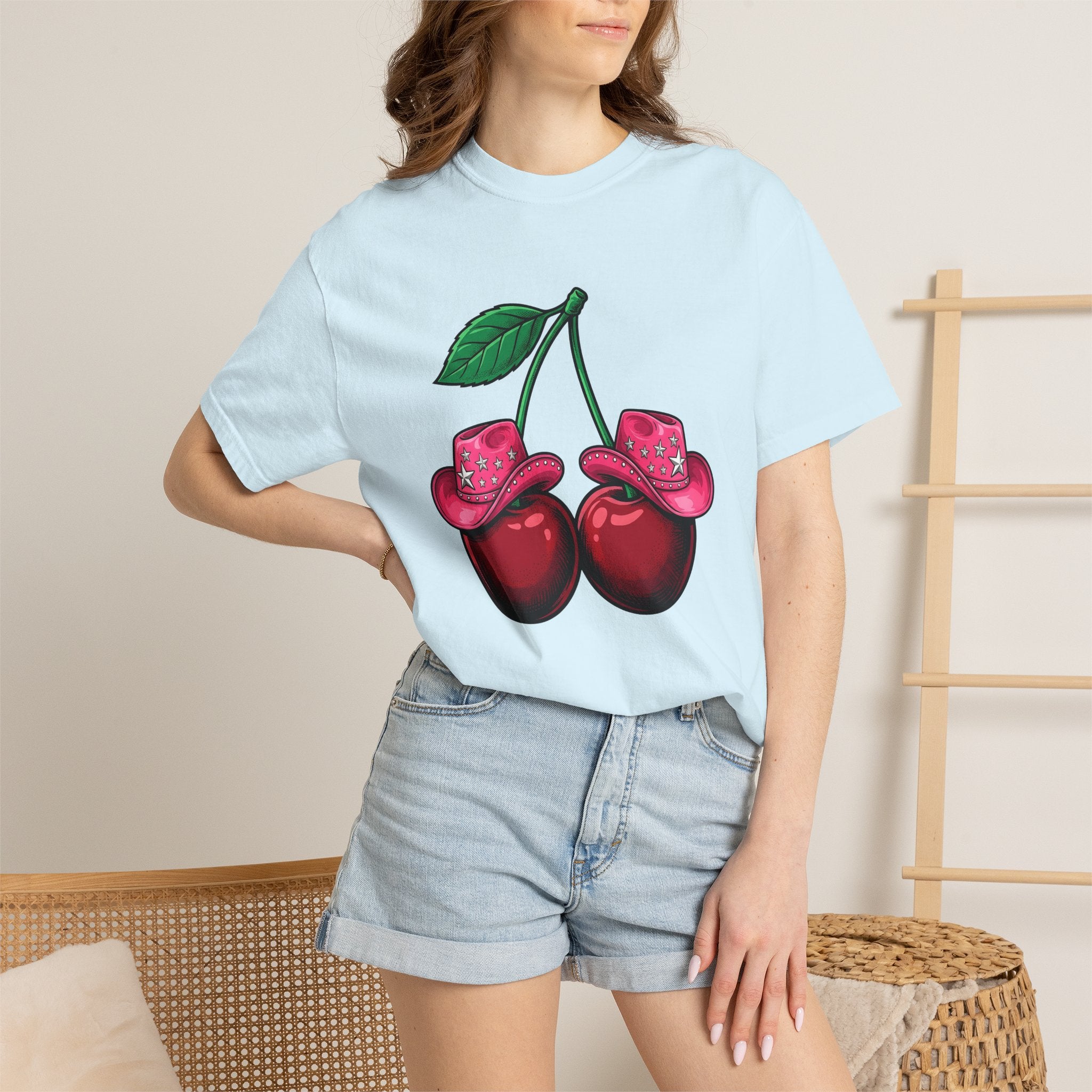 Cherry Cowboy Hat Shirt Cowgirl Harvest Gift Women Cartoon Tee Cowboy Hat T-Shirt Rodeo Fan Cartoon Tshirt Autumn Graphic Classic Star Icon