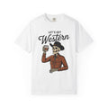 Western Skeleton Shirt Western Halloween Gift Women Vintage Tee Skeleton T-Shirt Cowboy Fan Outfit Graphic Halloween Design Retro Whiskey