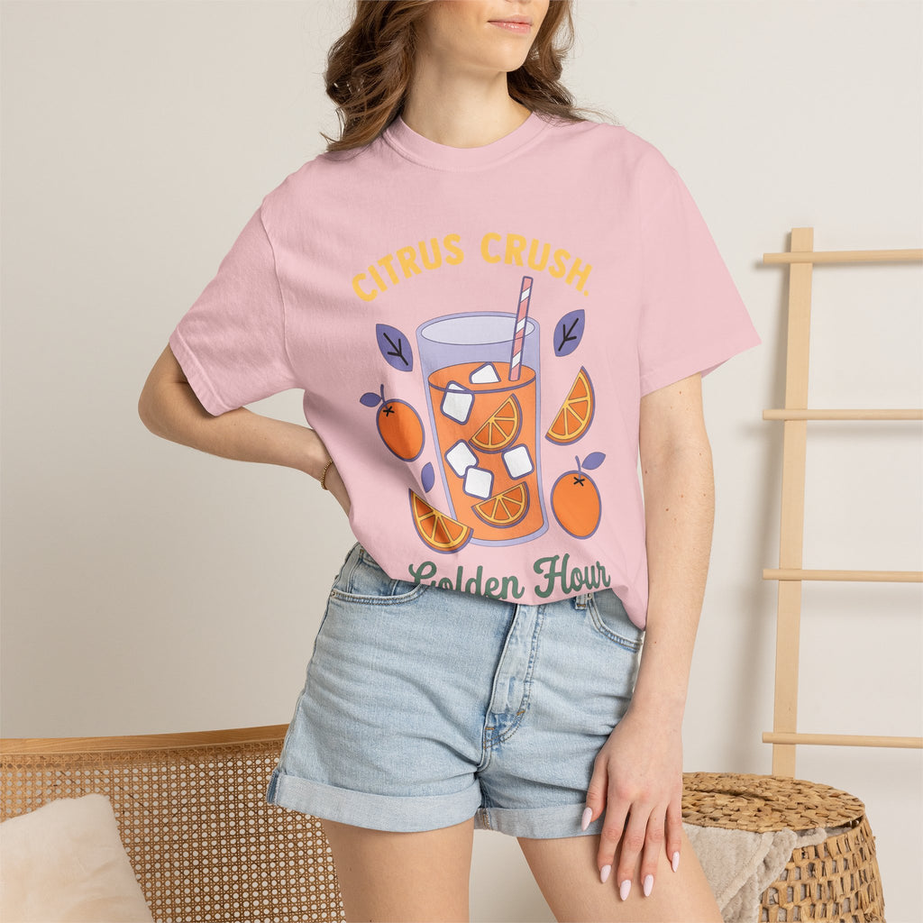Orange Drink Shirt Drinks Summer Gift Women Bold Graphic Tee Orange Juice T-Shirt Beverage Fan Graphic Design Vacation Graphic Retro Ice