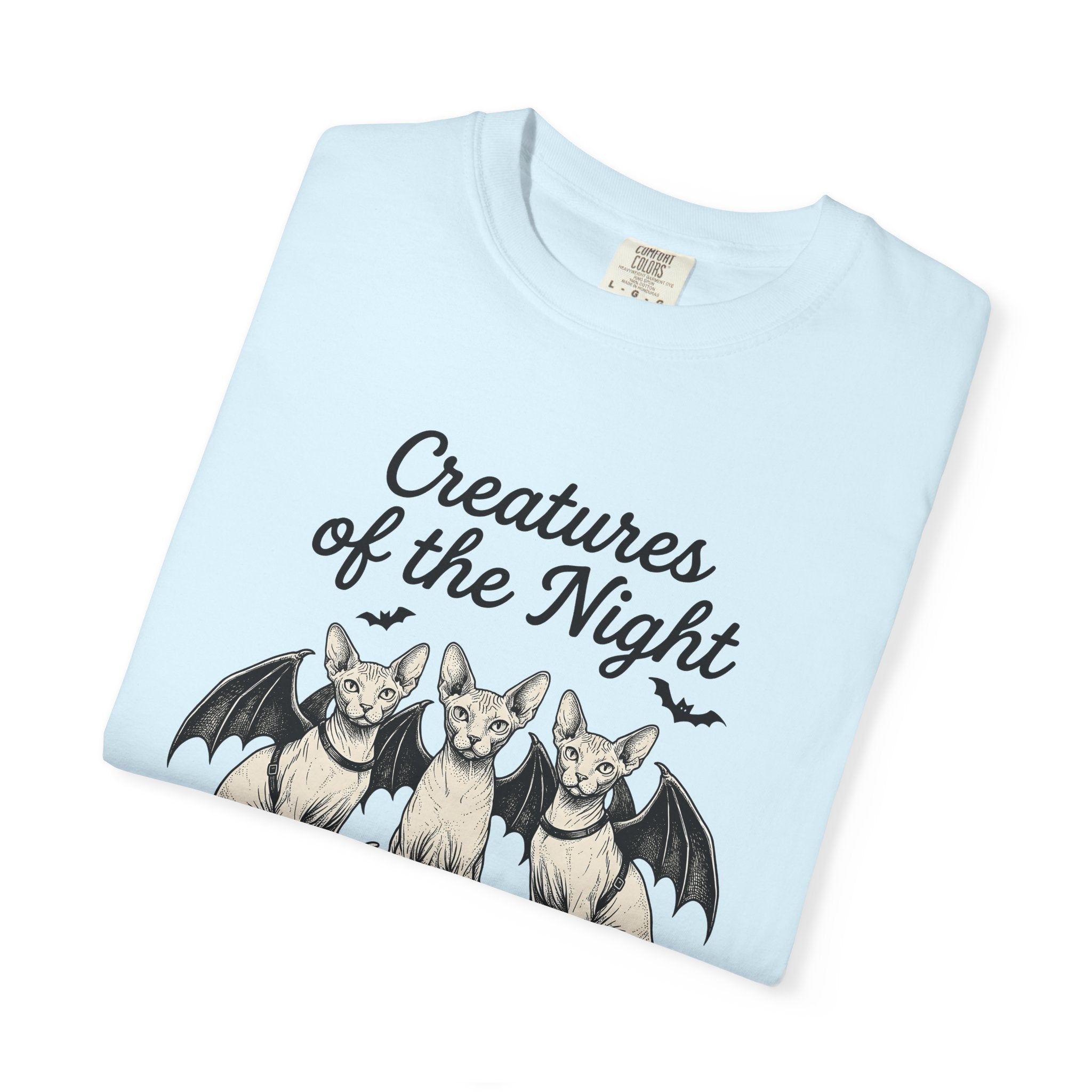 Sphynx Cat Bat Wings Shirt Cat Autumn Gift Women Horror Tee Hairless Cat T-Shirt Cat Fan Creepy Tshirt Fall Graphic Distressed Pumpkin