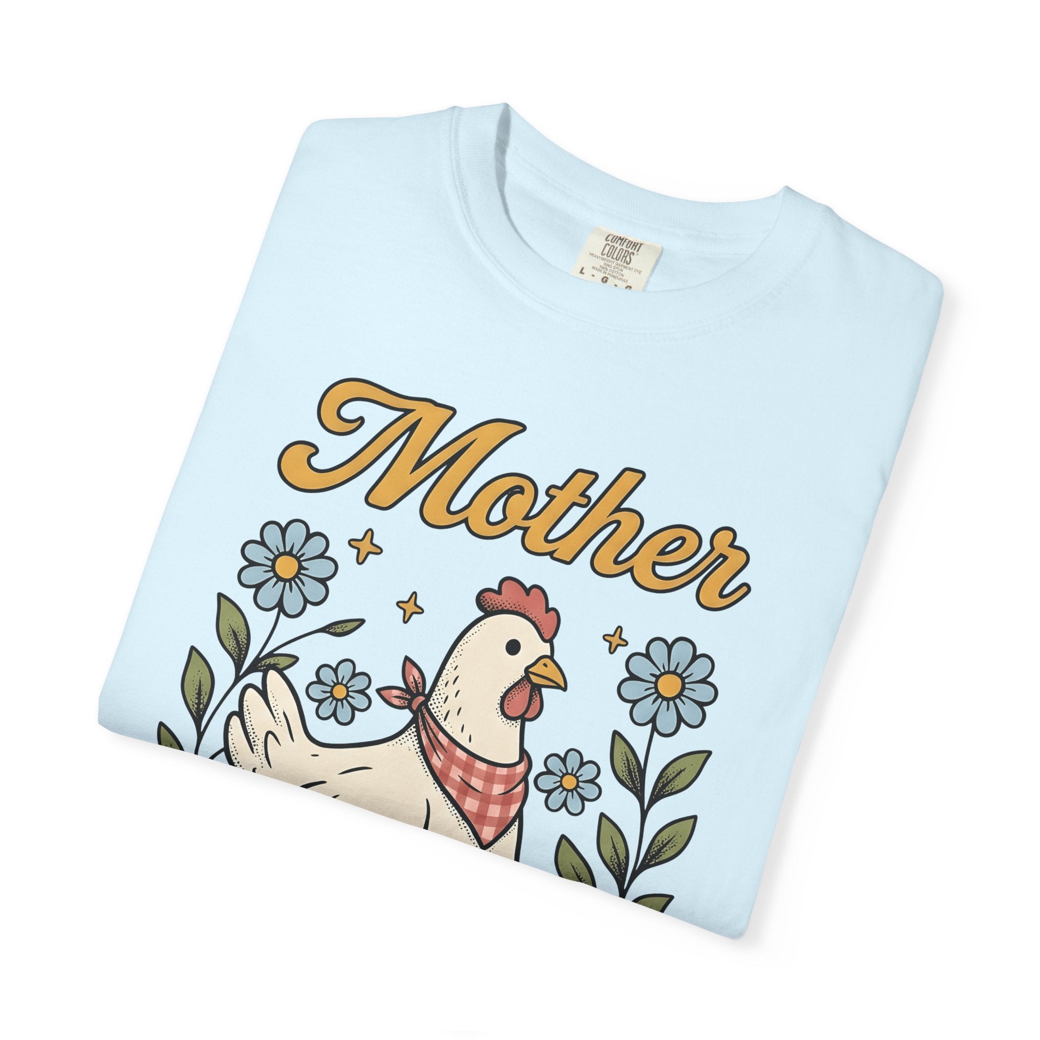 Hen Design Shirt Mother Ranch Gift Women Old School Tee Chicken Design T-Shirt Mom Fan Clucking Graphic Tshirt Outline Blossoms Tshirt