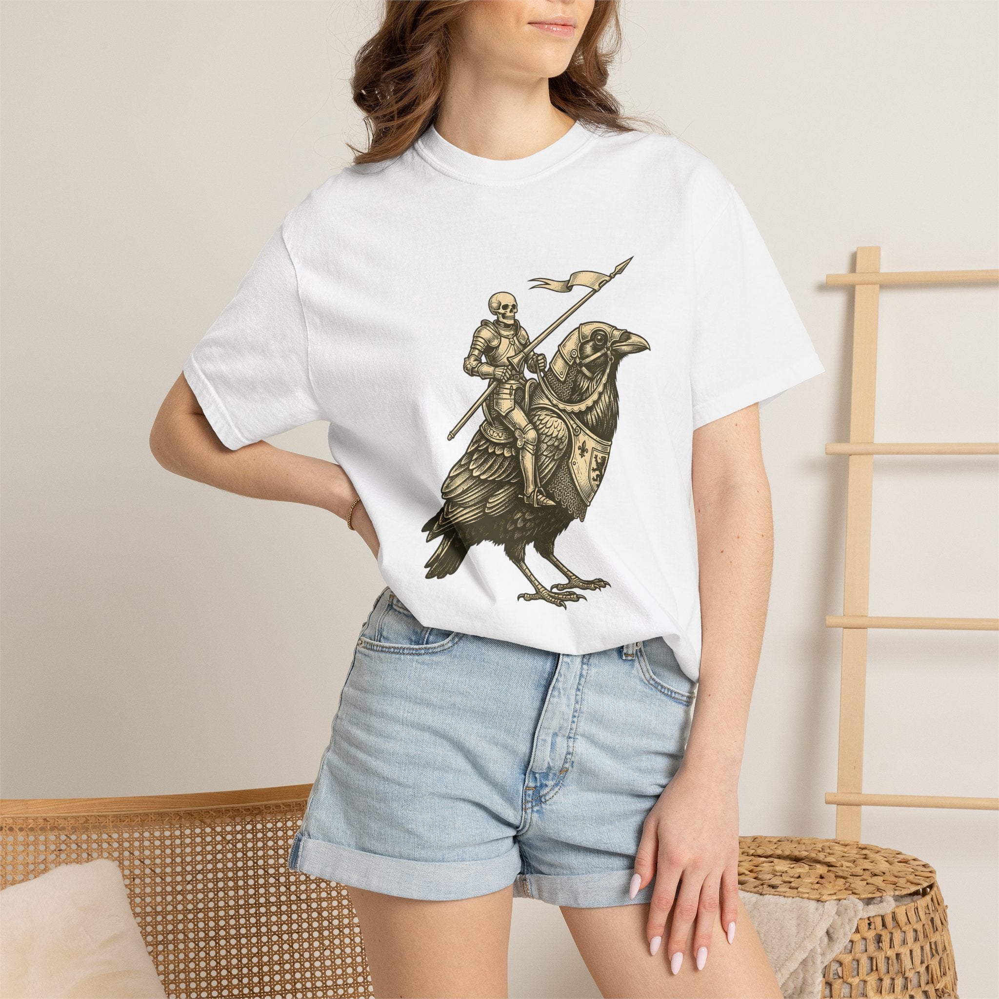 Bony Fighter Raven Shirt Halloween Legend Gift Women Horror Tee Crow T-Shirt Horror Fan Dark Tshirt Mythic Graphic Classic Protective Gear