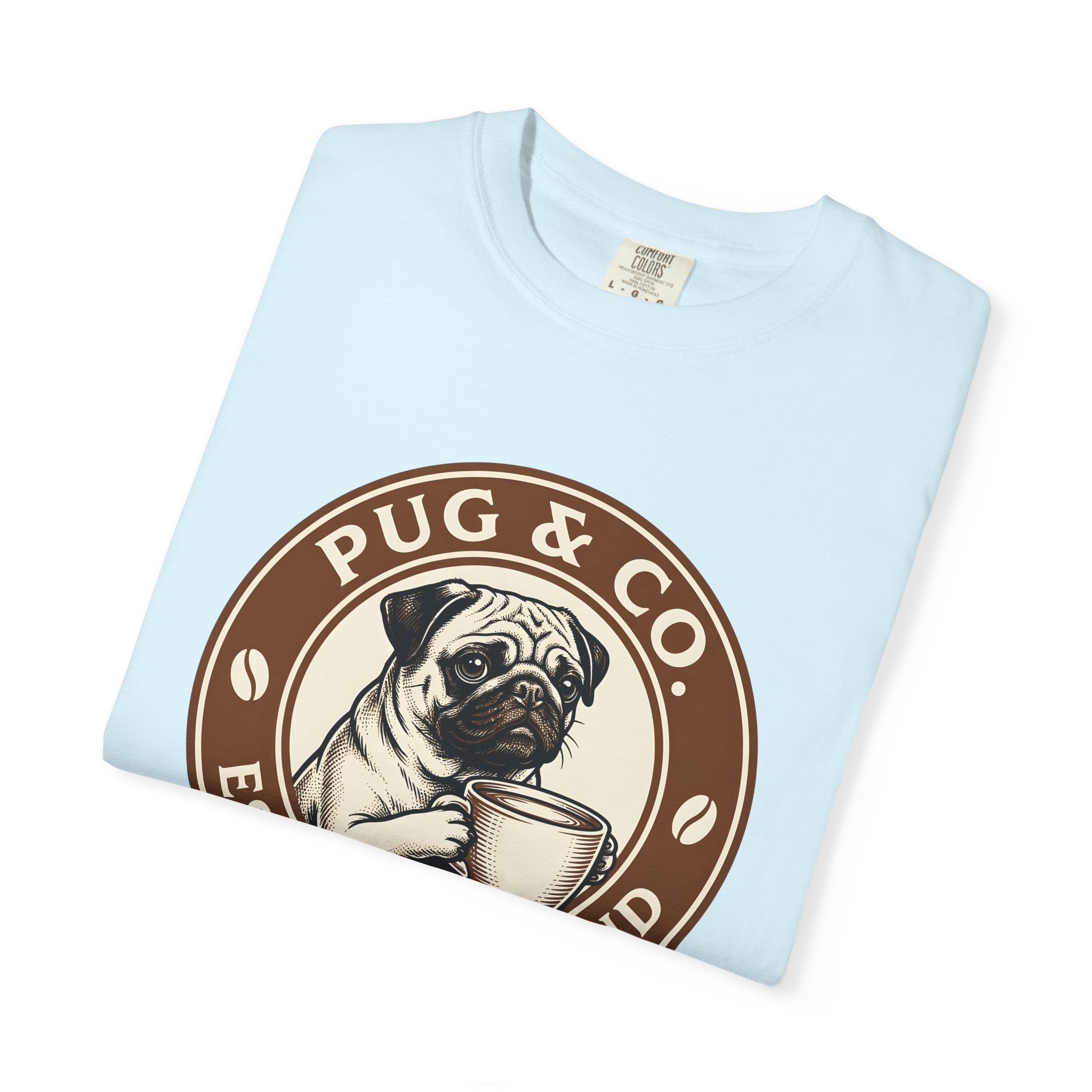 Pug Coffee Cup Shirt Coffee Dog Gift Women Vintage Tee Coffee Mug T-Shirt Coffee Fan Retro Tshirt Canine Graphic Hand Drawn Coffee Beans