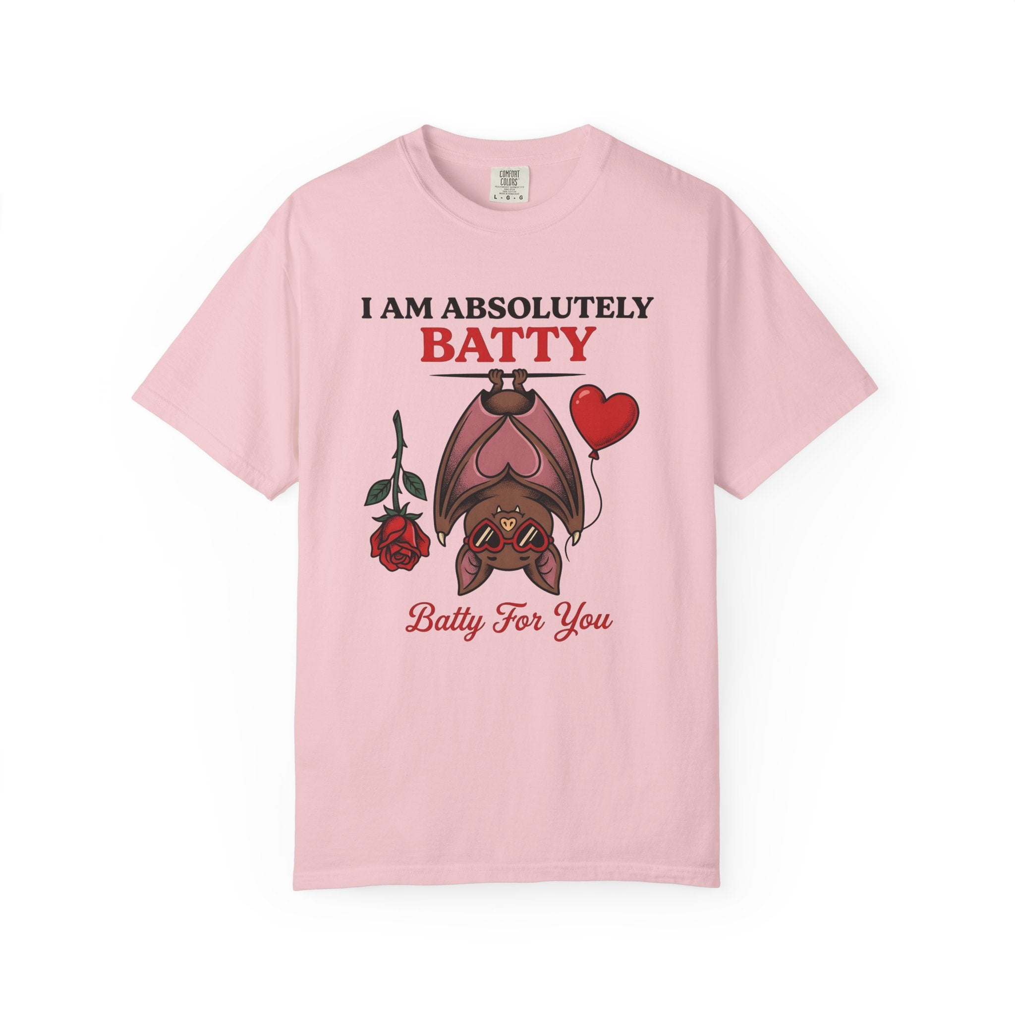 Bat Love Shirt Valentine Wildlife Gift Women Comic Tee Chiropteran T-Shirt Valentine Fan Cartoon Tshirt Animal Graphic Retro Flower Tshirt
