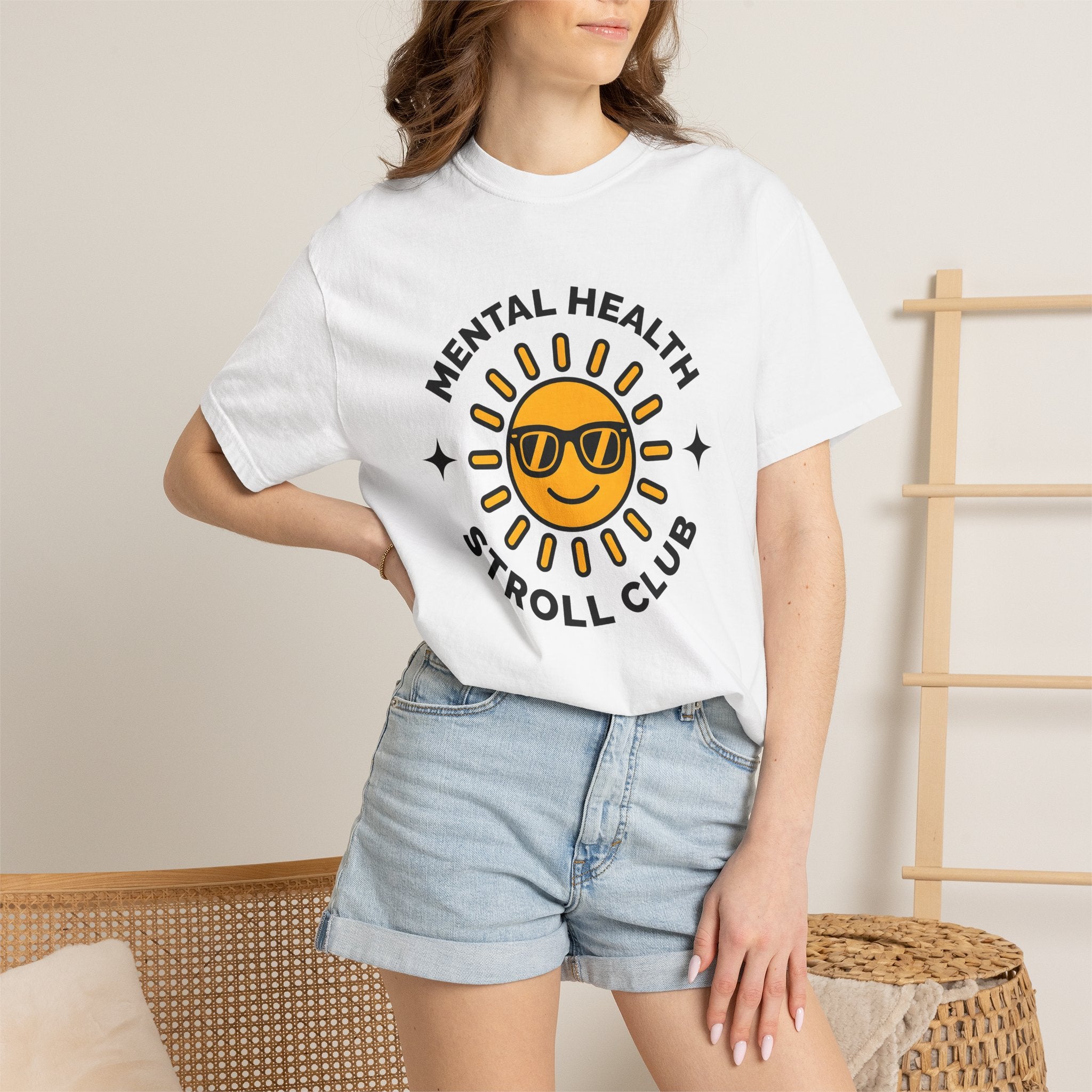 Happy Sun Shirt Mental Health Self Care Gift Women Modern Graphic Tee Sunshine T-Shirt Wellness Enthusiast Graphic Tshirt Mindfulness