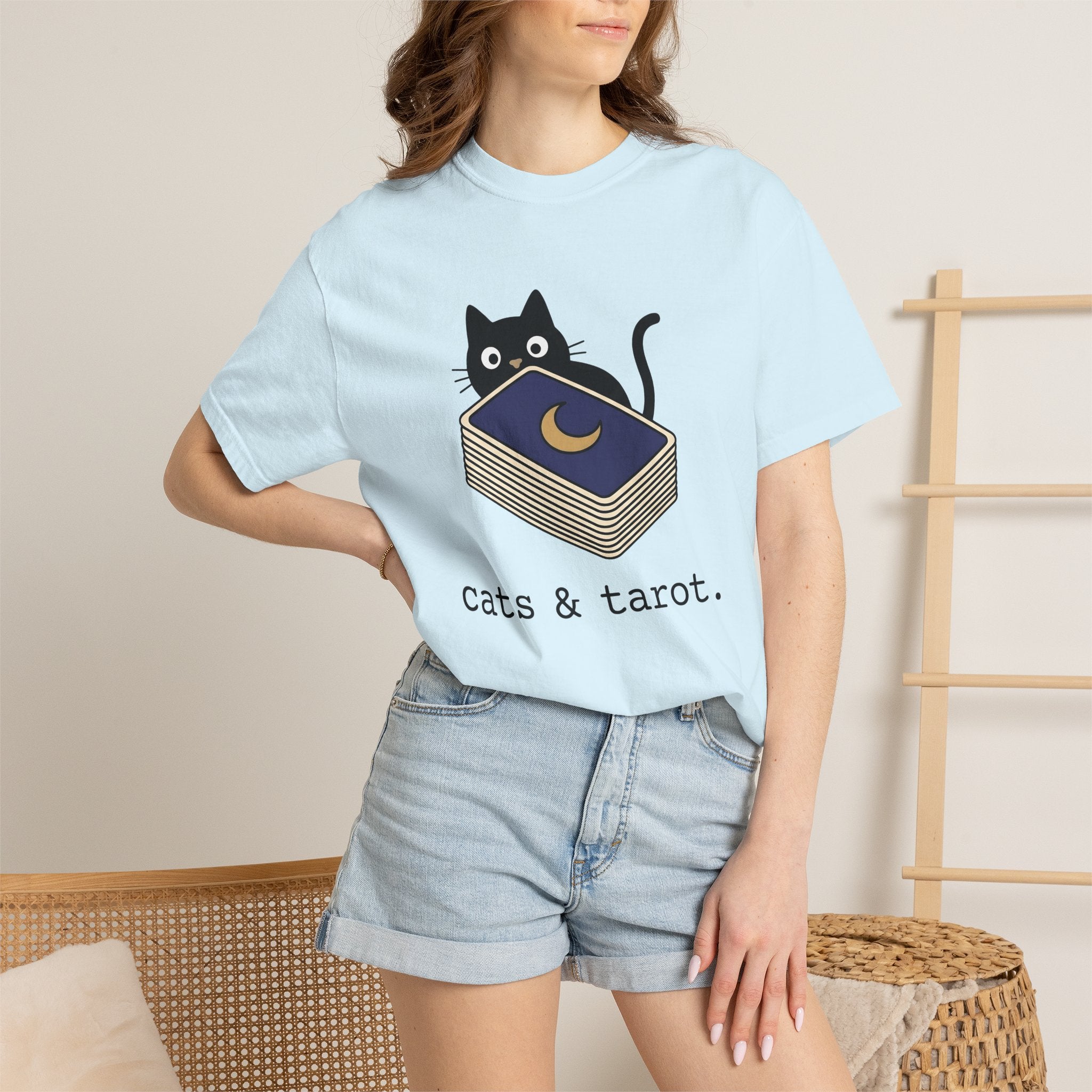 Dark Cat Shirt Cat Occult Gift Women Sweet Tee Black Cat T-Shirt Cat Fan Cat Tshirt Mystic Graphic Clean Oracle Cards Tshirt