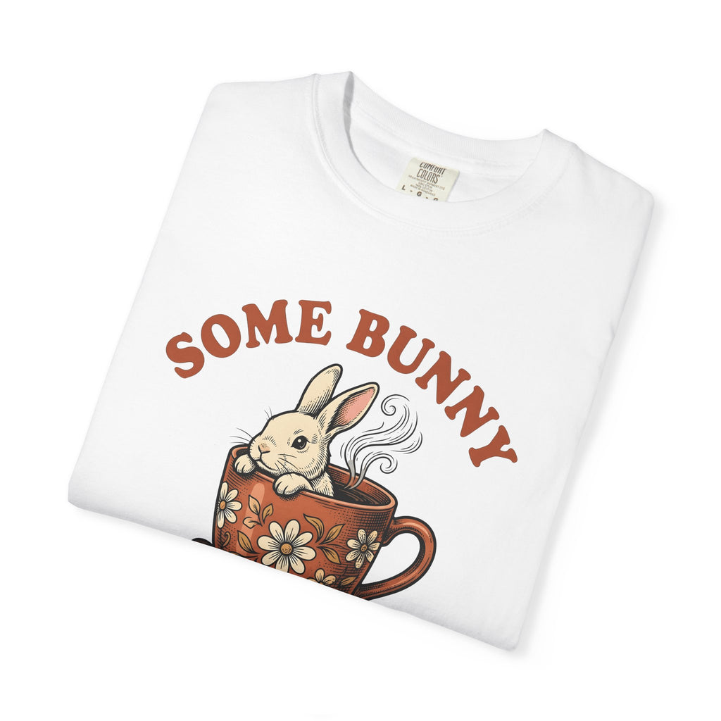 Hare Coffee Cup Shirt Easter Mocha Gift Women Farmhouse Tee Coffee Mug T-Shirt Spring Fan Rustic Tshirt Cappuccino Graphic Doodle Blossom