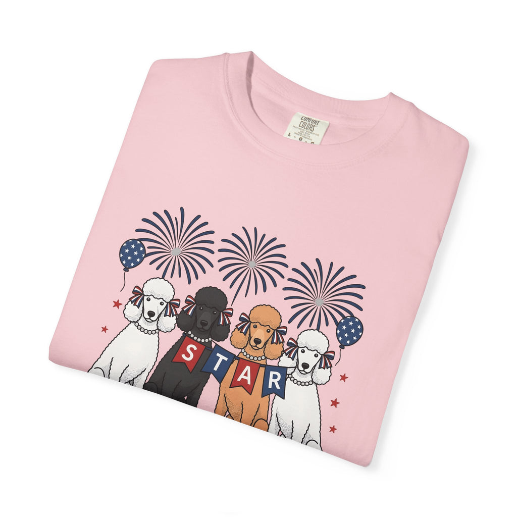 Poodle Dogs Shirt Dog Independence Gift Women Caricature Tee Poodle T-Shirt Dog Fan Cartoon Tshirt Freedom Graphic Nostalgic Pyrotechnics