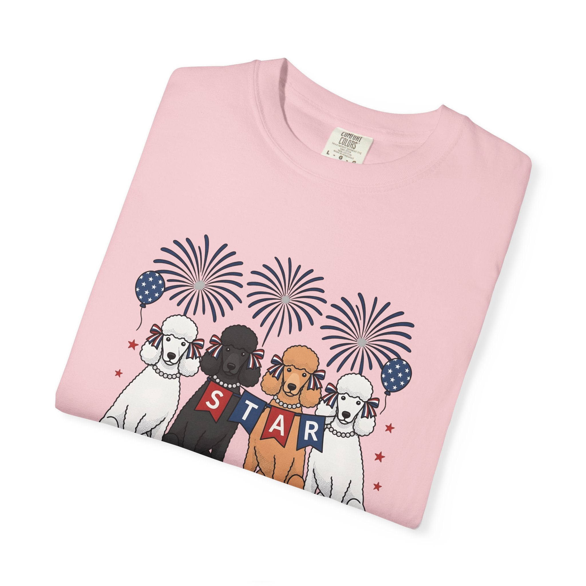 Poodle Dogs Shirt Dog Independence Gift Women Caricature Tee Poodle T-Shirt Dog Fan Cartoon Tshirt Freedom Graphic Nostalgic Pyrotechnics
