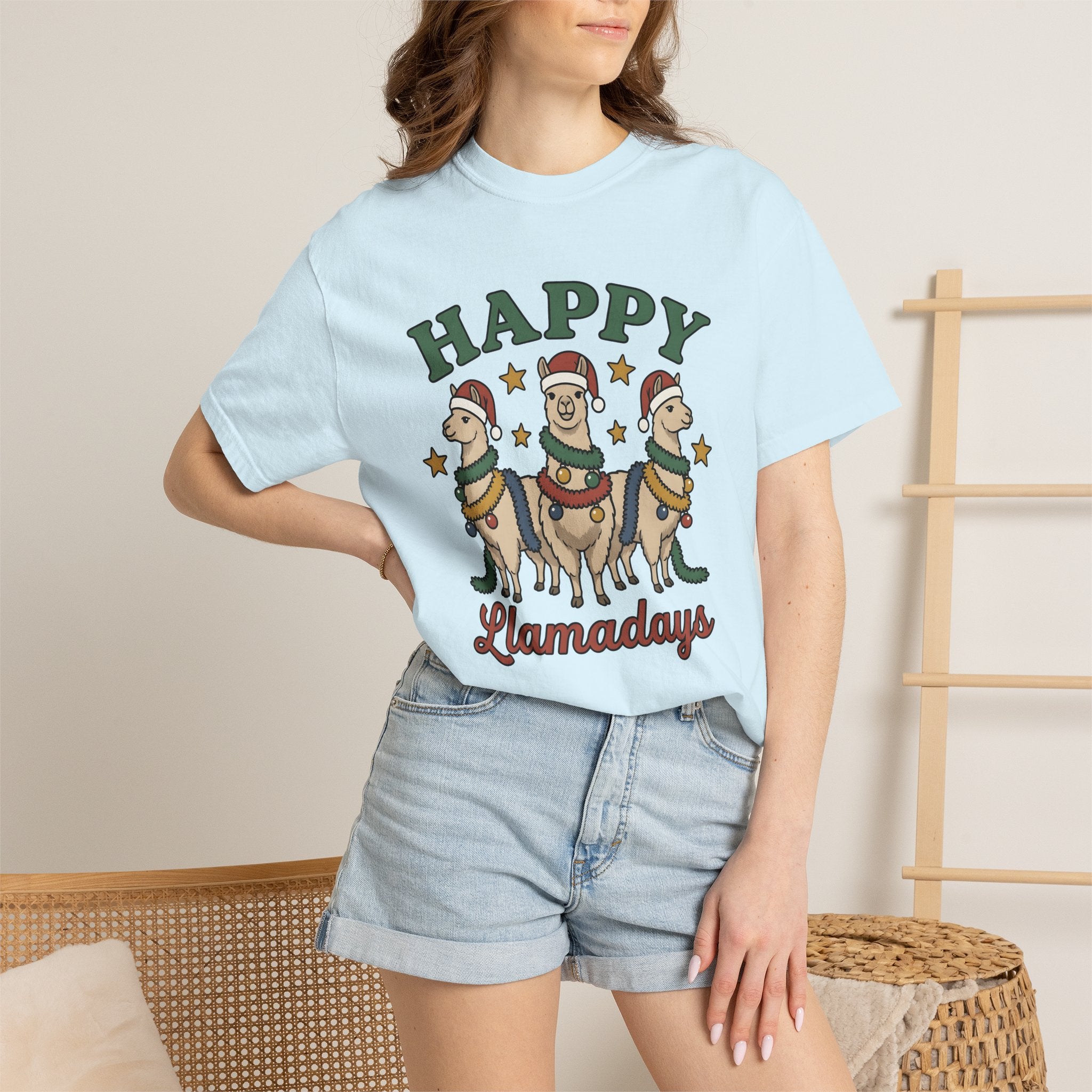 Llama Set Shirt Christmas Pet Gift Women Comic Tee Alpaca T-Shirt Xmas Fan Cartoon Tshirt Animal Graphic Classic Holiday Hat Tshirt