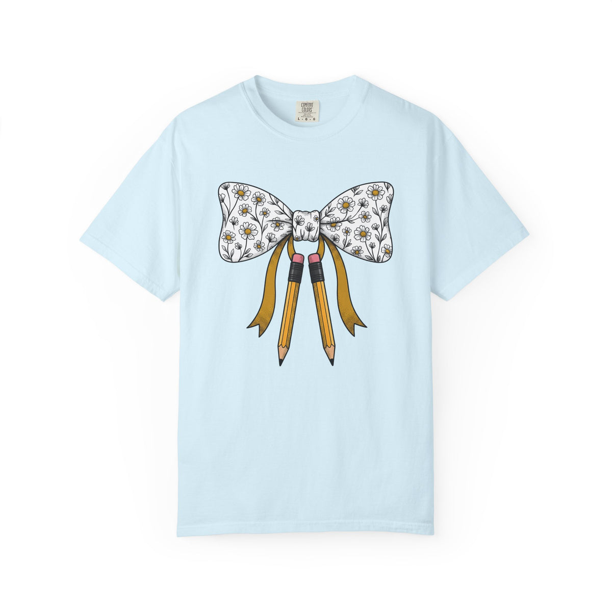 Garden Bow Pencils Shirt Teacher Petals Gift Women Cartoon Tee Pencil Case T-Shirt Educator Enthusiast Comic Tshirt Floral Graphic Rustic