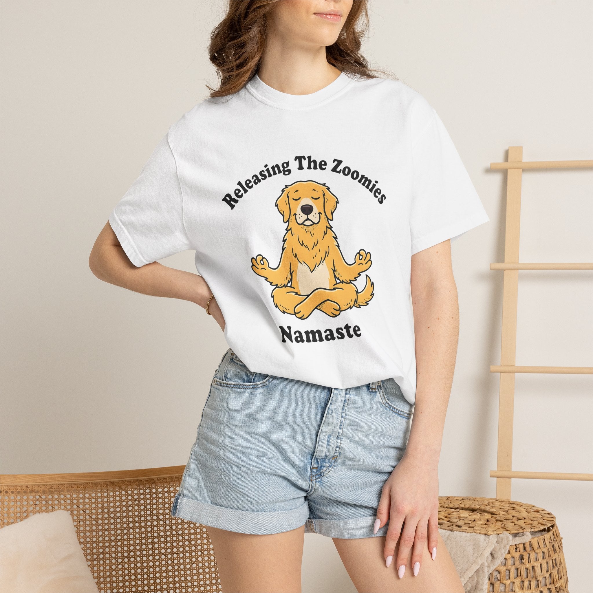 Zen Dog Shirt Yoga Fitness Gift Women Illustration Tee Puppy T-Shirt Fitness Enthusiast Drawing Graphic Workout Doodle Yoga Pose Tshirt