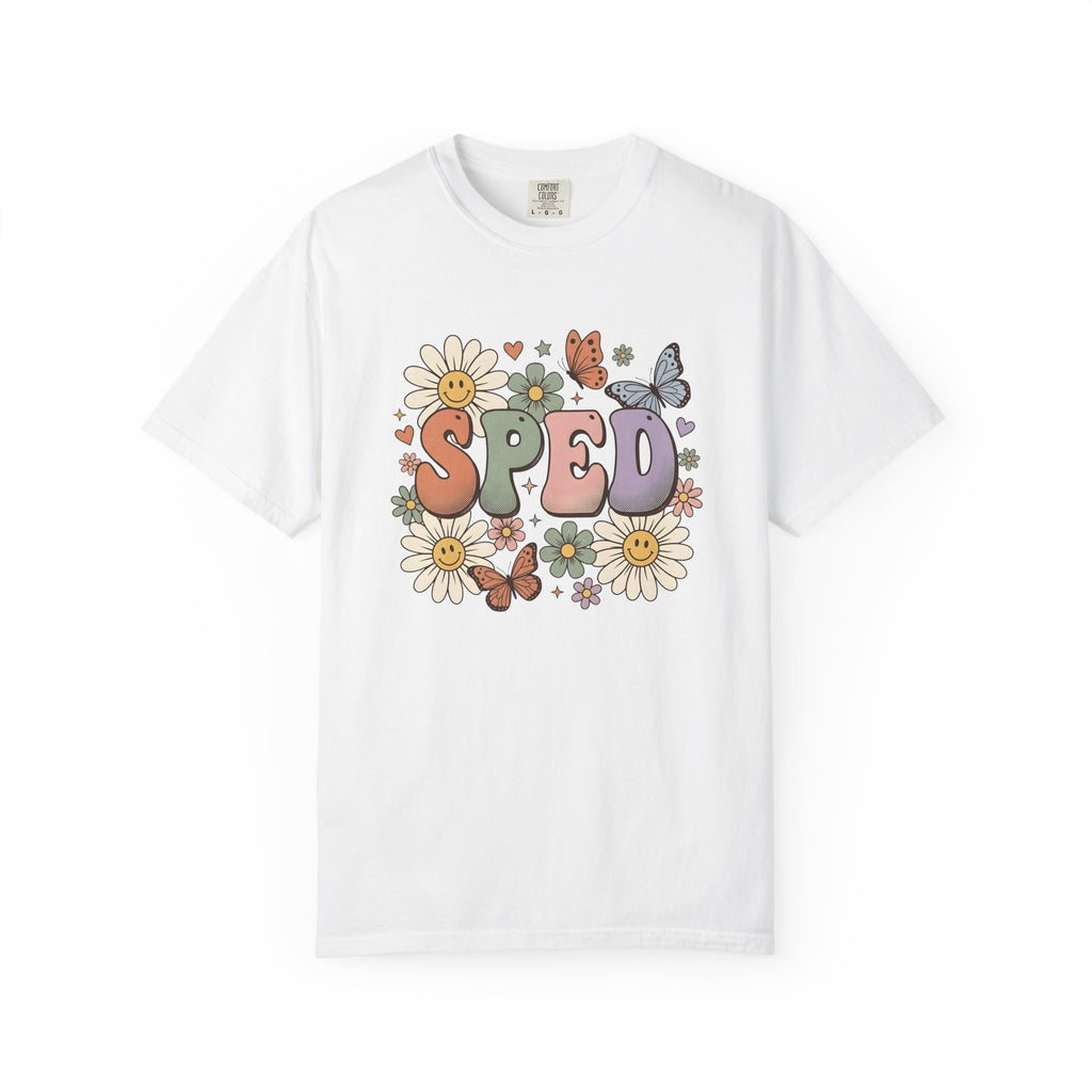 Happy Flowers Shirt Teachers School Gift Women Vintage Tee Florals T-Shirt Educator Enthusiast Retro Tshirt Classroom Graphic Sketch Bugs