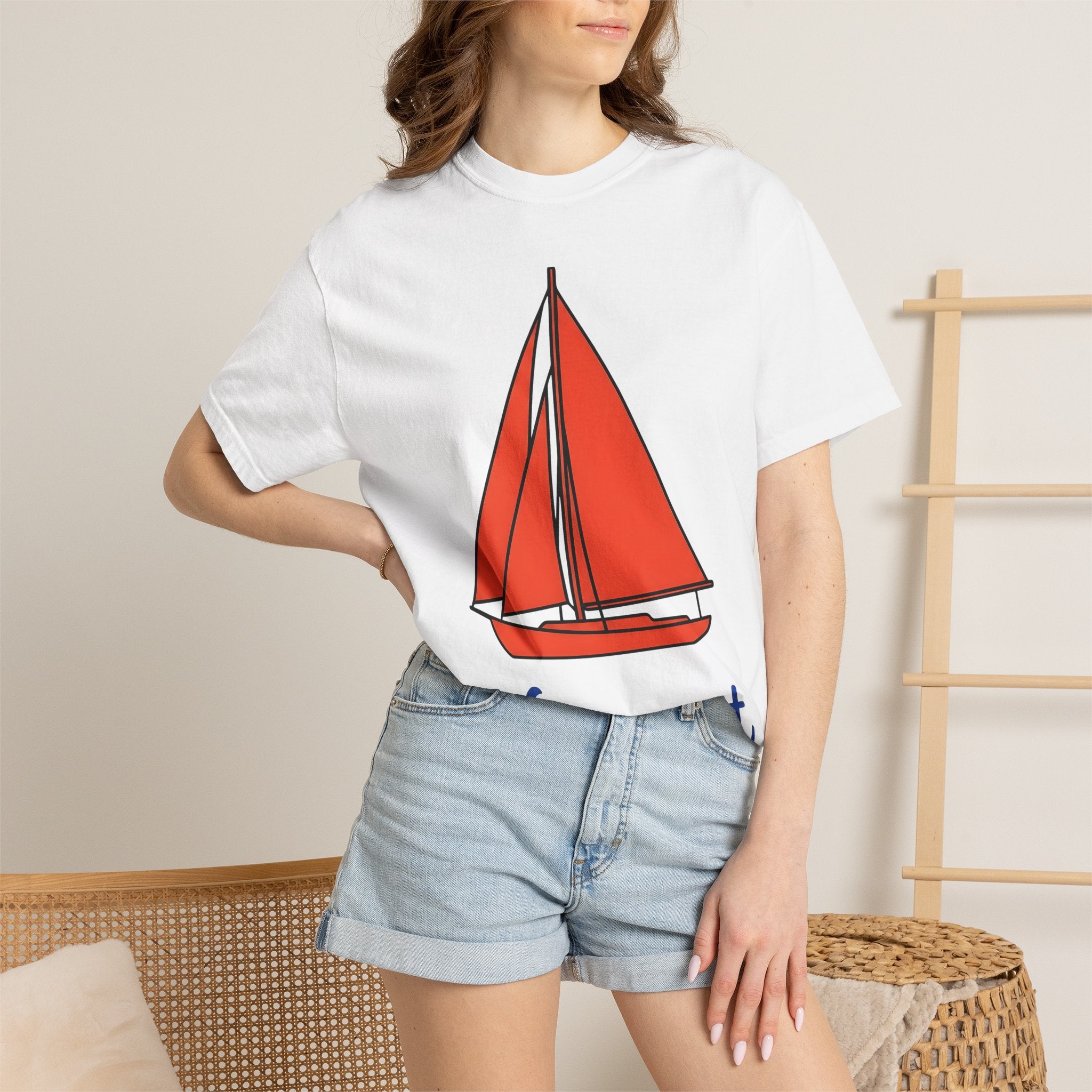 Sailboat Shirt Nautical Holiday Gift Women Modern Tee Yacht T-Shirt Maritime Fan Sailing Graphic Vacation Illustration Classic Ocean Tshirt