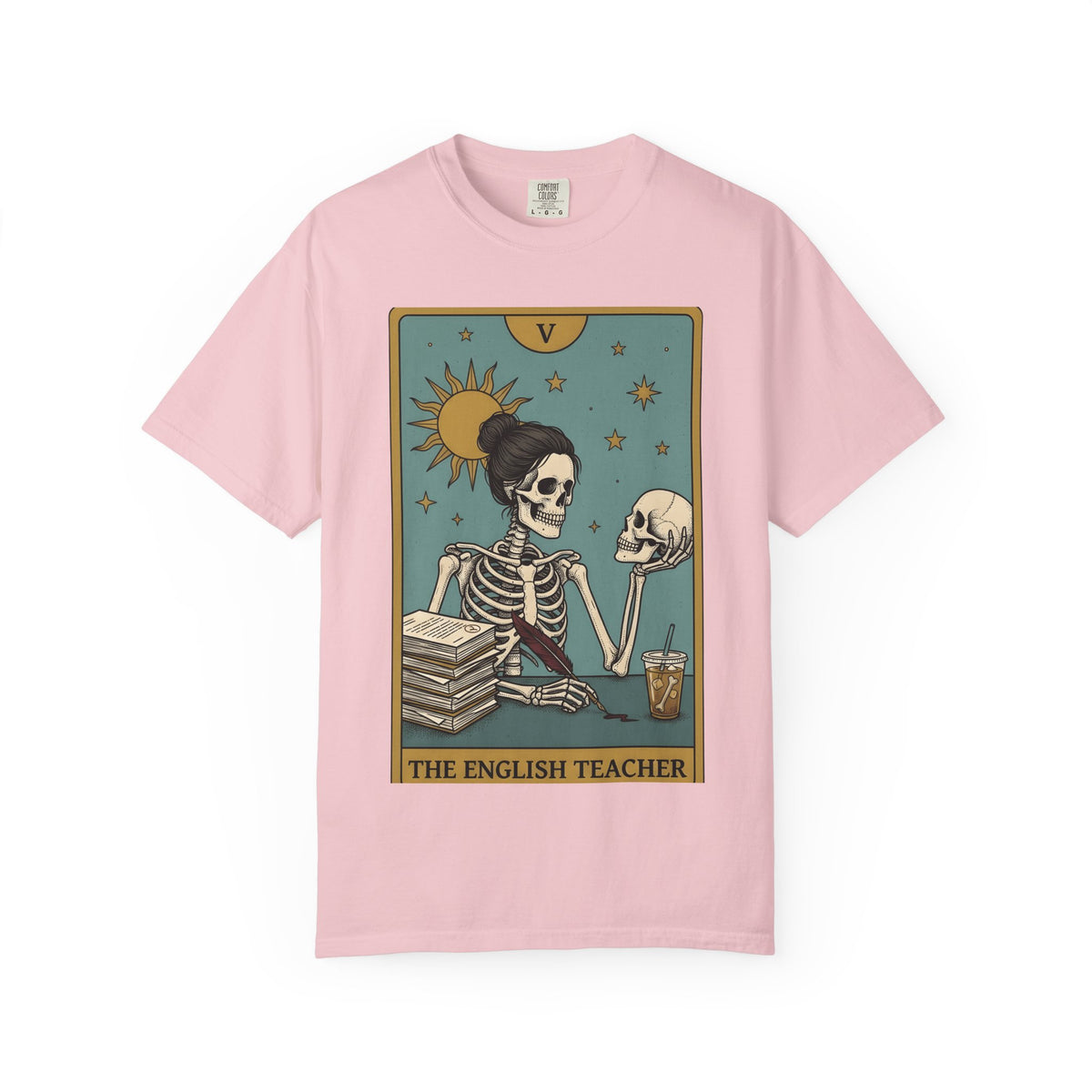 Skeleton Educator Shirt Teachers Spooky Gift Women Divination Card Tee Bone Teacher T-Shirt Educator Enthusiast Tarot Card Tshirt Horror