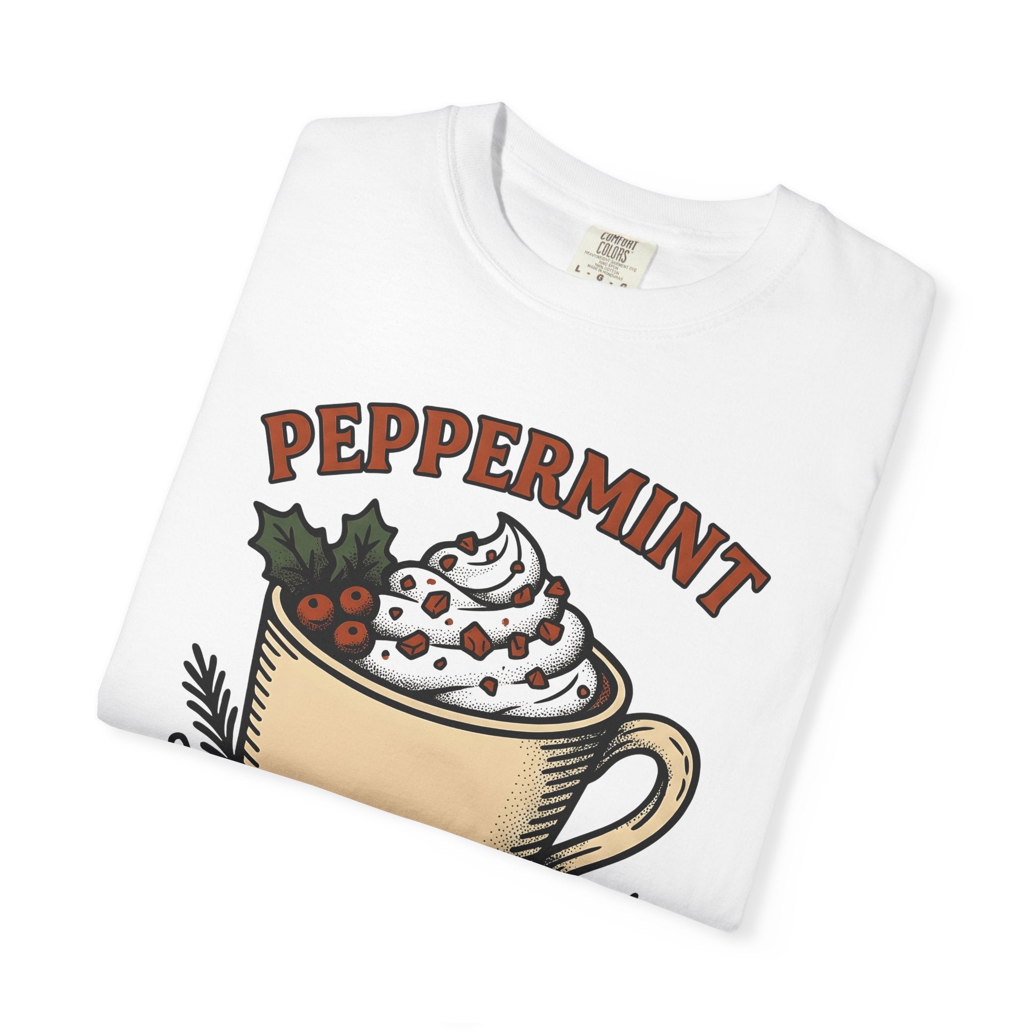 Coffee Cup Shirt Christmas Latte Gift Women Classic Tee Mug T-Shirt Xmas Fan Coffee Cupping Tshirt Cappuccino Graphic Doodle Holly Branches