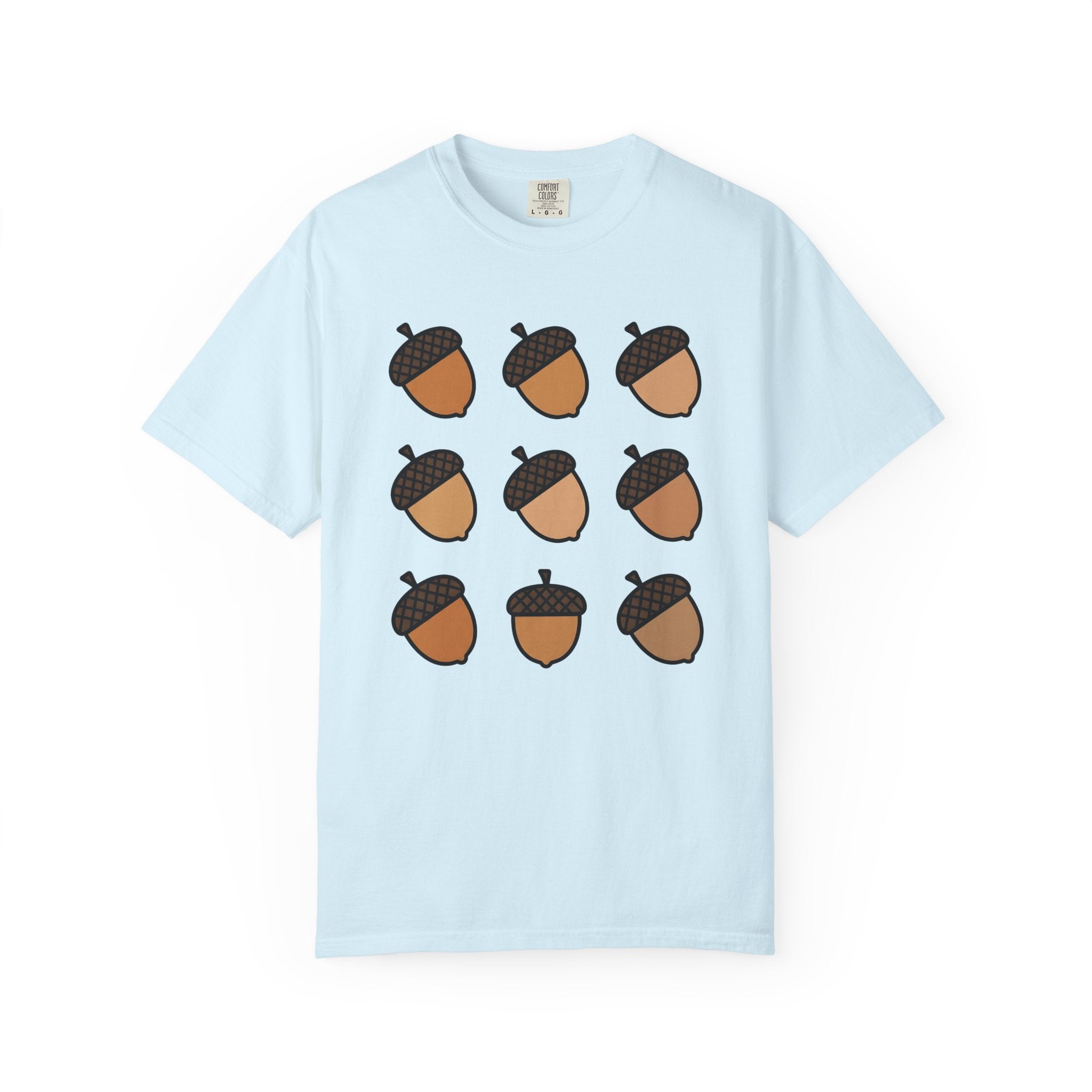 Acorn Print Shirt Cute Autumn Gift Women Comic Tee Oak T-Shirt Adorable Fan Cartoon Tshirt Fall Graphic Clean Check Design Tshirt