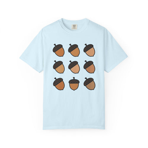 Acorn Print Shirt Cute Autumn Gift Women Comic Tee Oak T-Shirt Adorable Fan Cartoon Tshirt Fall Graphic Clean Check Design Tshirt