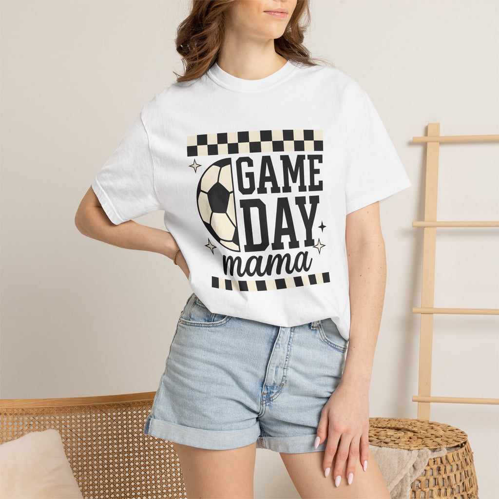 Soccer Ball Shirt Mom Sports Gift Women Bold Graphic Tee Football T-Shirt Soccer Mom Fan Graphic Tshirt Athlete Graphic Retro Checkerboard