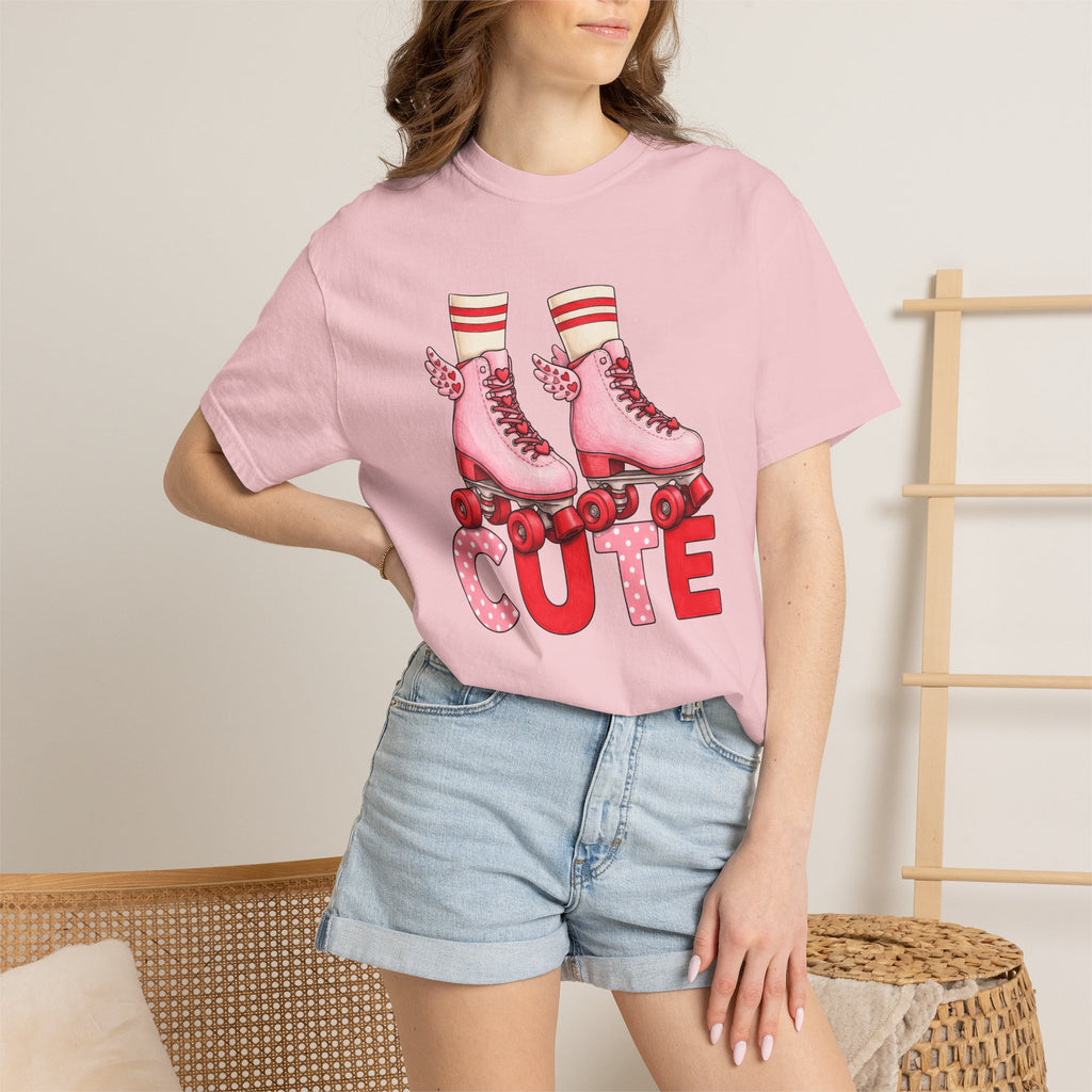 Roller Skates Shirt St. Valentine's Day Roller Gift Women Cartoon Tee Skateboard T-Shirt Valentine Fan Comic Tshirt Rollerblade Graphic