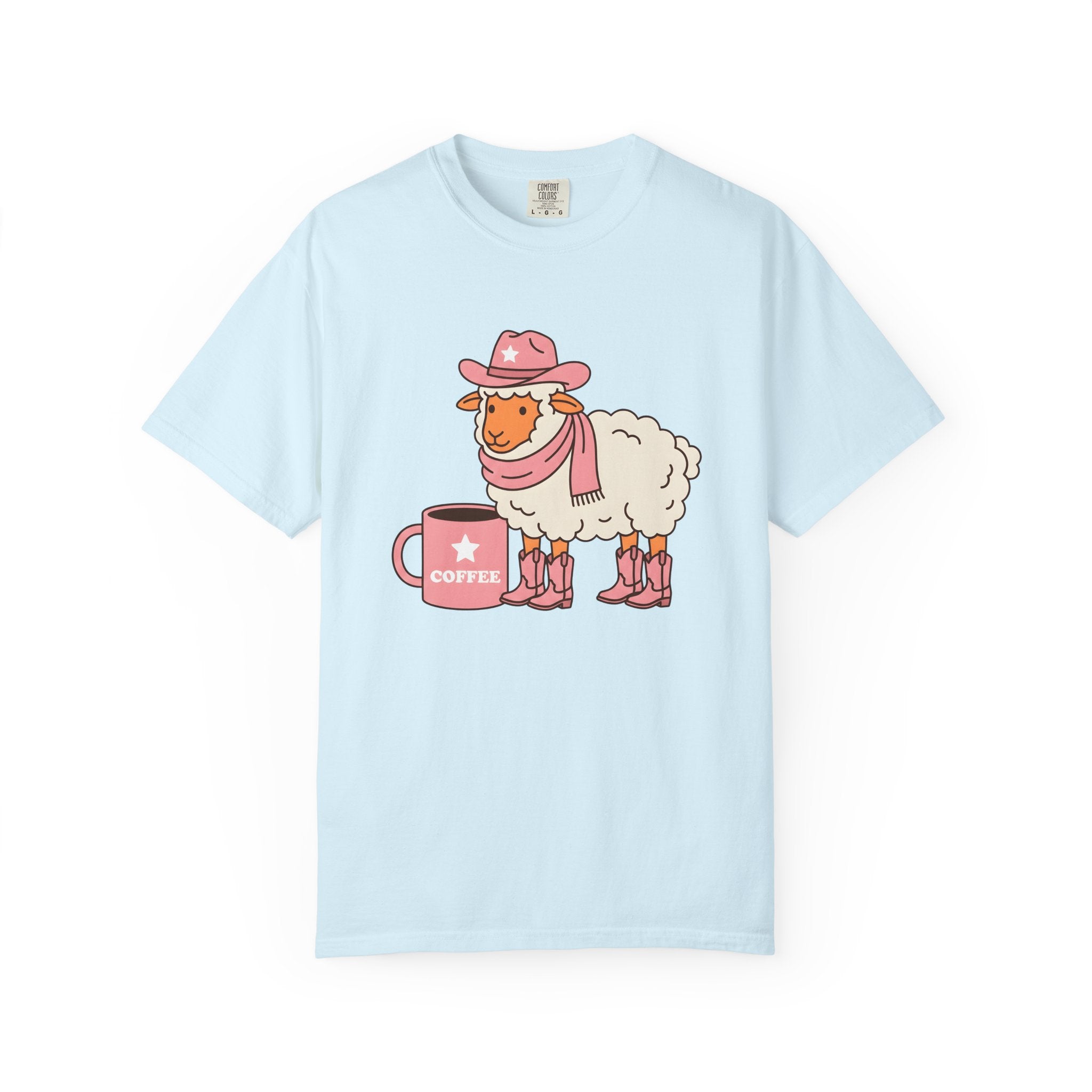 Cowgirl Sheep Shirt Coffee Animal Gift Women Kawaii Tee Shepherd T-Shirt Coffee Fan Cute Tshirt Creature Graphic Cartoon Coffee Mug Tshirt