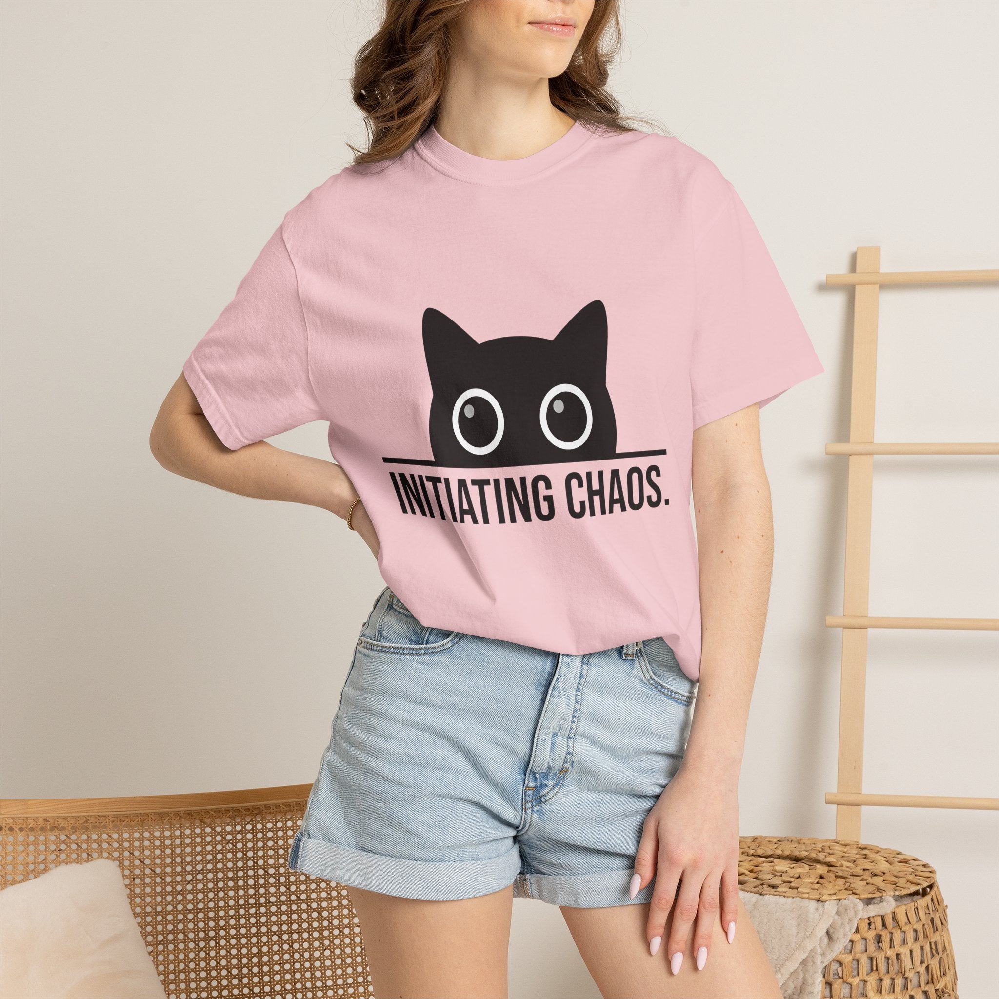 Kitty Face Shirt Cat Comedy Gift Women Basic Tee Cat T-Shirt Cat Fan Simple Tshirt Humor Graphic Current Wide Eyes Tshirt