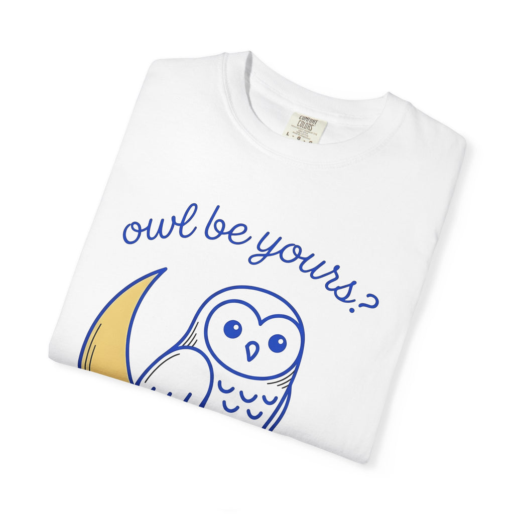 Owl Night Shirt Animals Love Gift Women Adorable Tee Owl T-Shirt Creature Fan Owl Art Tshirt Romance Graphic Simple Half Moon Tshirt