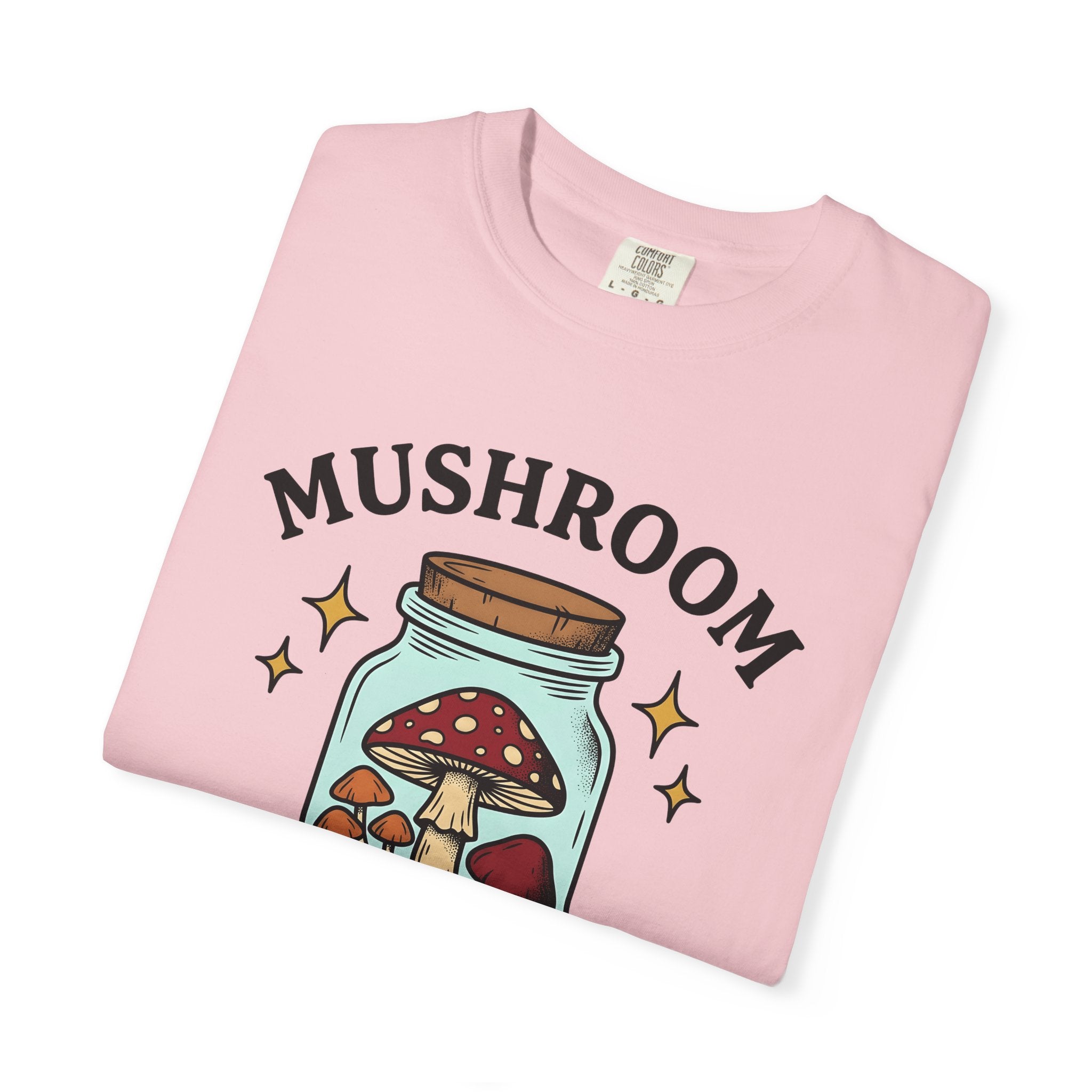 Fungus Jar Shirt Boho Chic Farmhouse Gift Women Sketch Tee Terrarium T-Shirt Bohemian Enthusiast Drawing Graphic Retro Glitter Tshirt