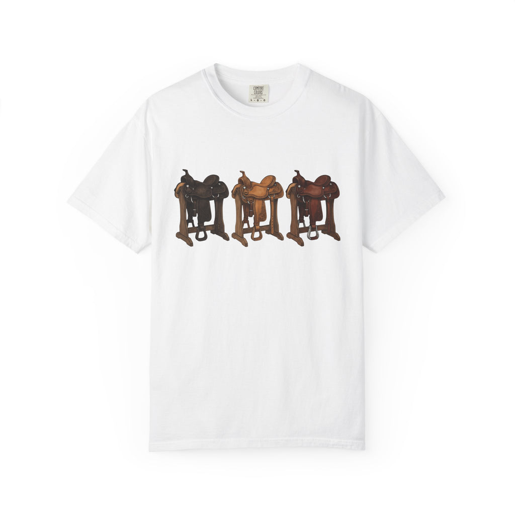 Rodeo Saddles Shirt Cowgirl Ranch Gift Women Line Art Tee Saddle T-Shirt Cowboy Fan Western Tshirt Farmhouse Graphic Illustrated Leather