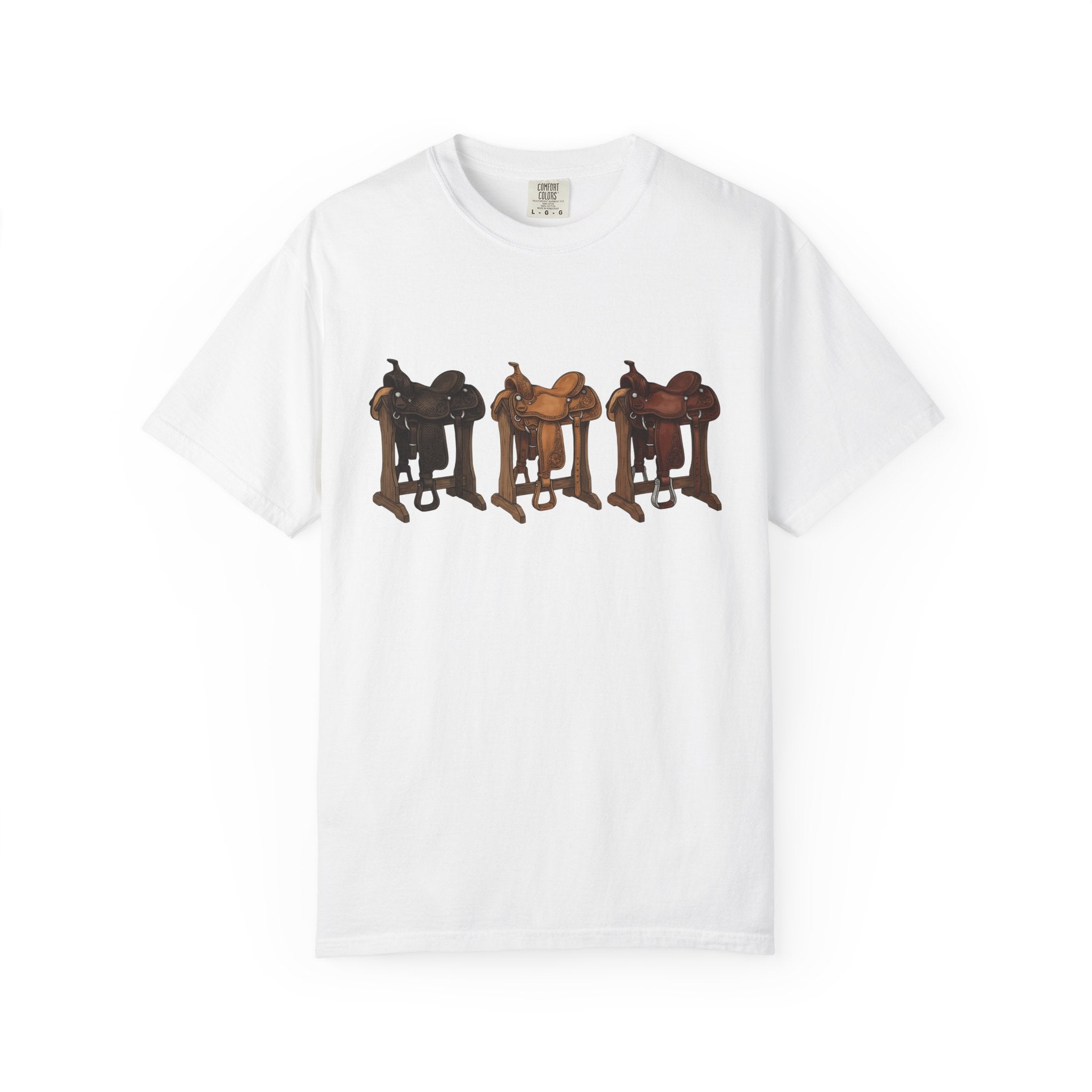 Rodeo Saddles Shirt Cowgirl Ranch Gift Women Line Art Tee Saddle T-Shirt Cowboy Fan Western Tshirt Farmhouse Graphic Illustrated Leather