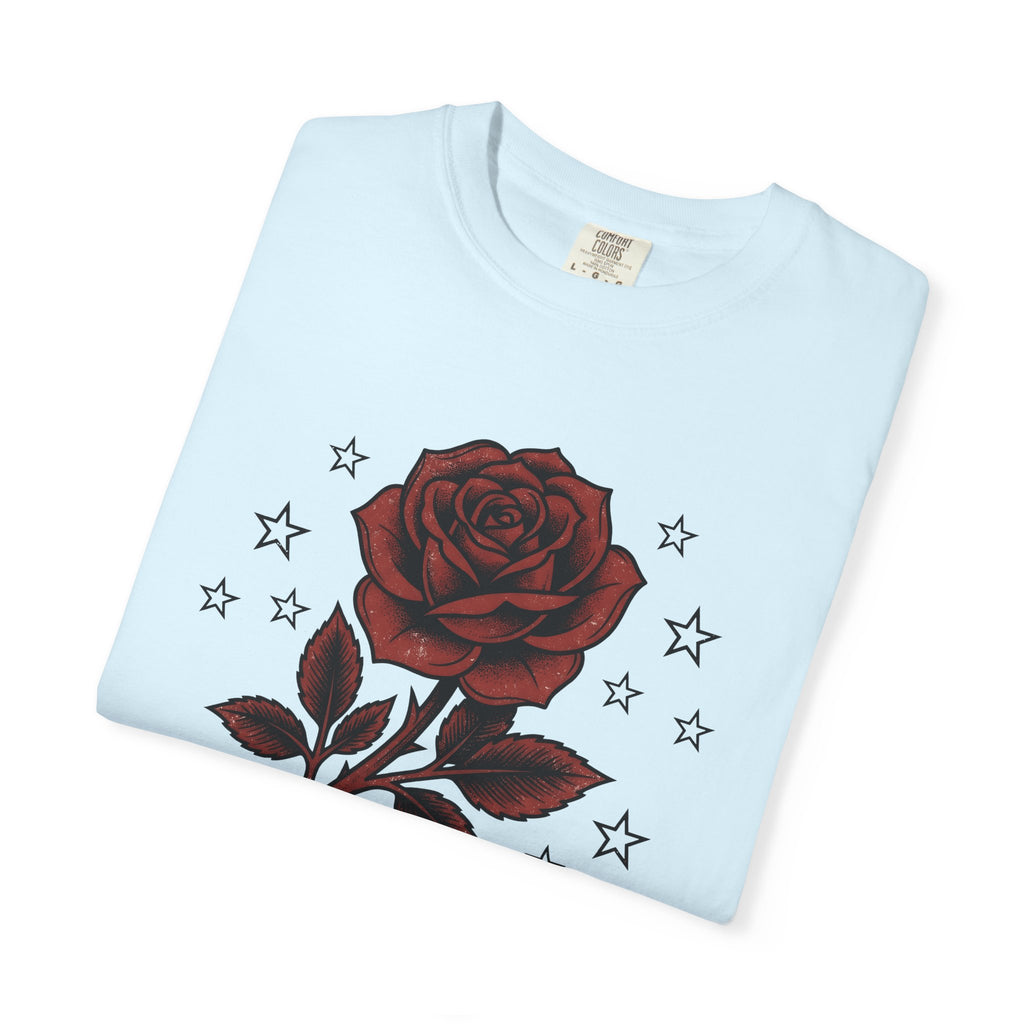 Floral Rose Shirt Cowgirl Cowboy Gift Women Body Art Tee Rose T-Shirt Cowgirl Fan Tattoo Tshirt Rodeo Graphic Aged Star Symbols Tshirt