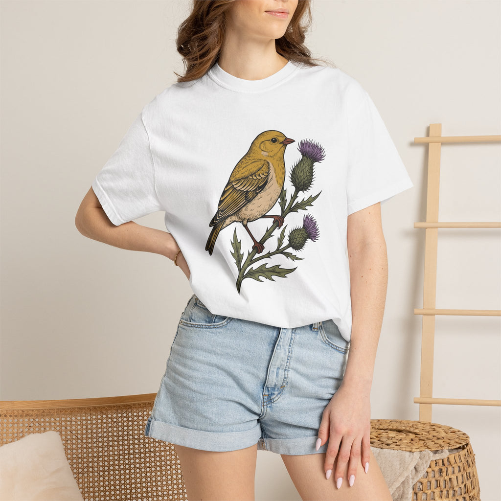 Yellow Warbler Shirt Bird Environment Gift Women Greenery Tee Warbler T-Shirt Birdwatcher Fan Botanical Tshirt Eco Graphic Traditional Plant
