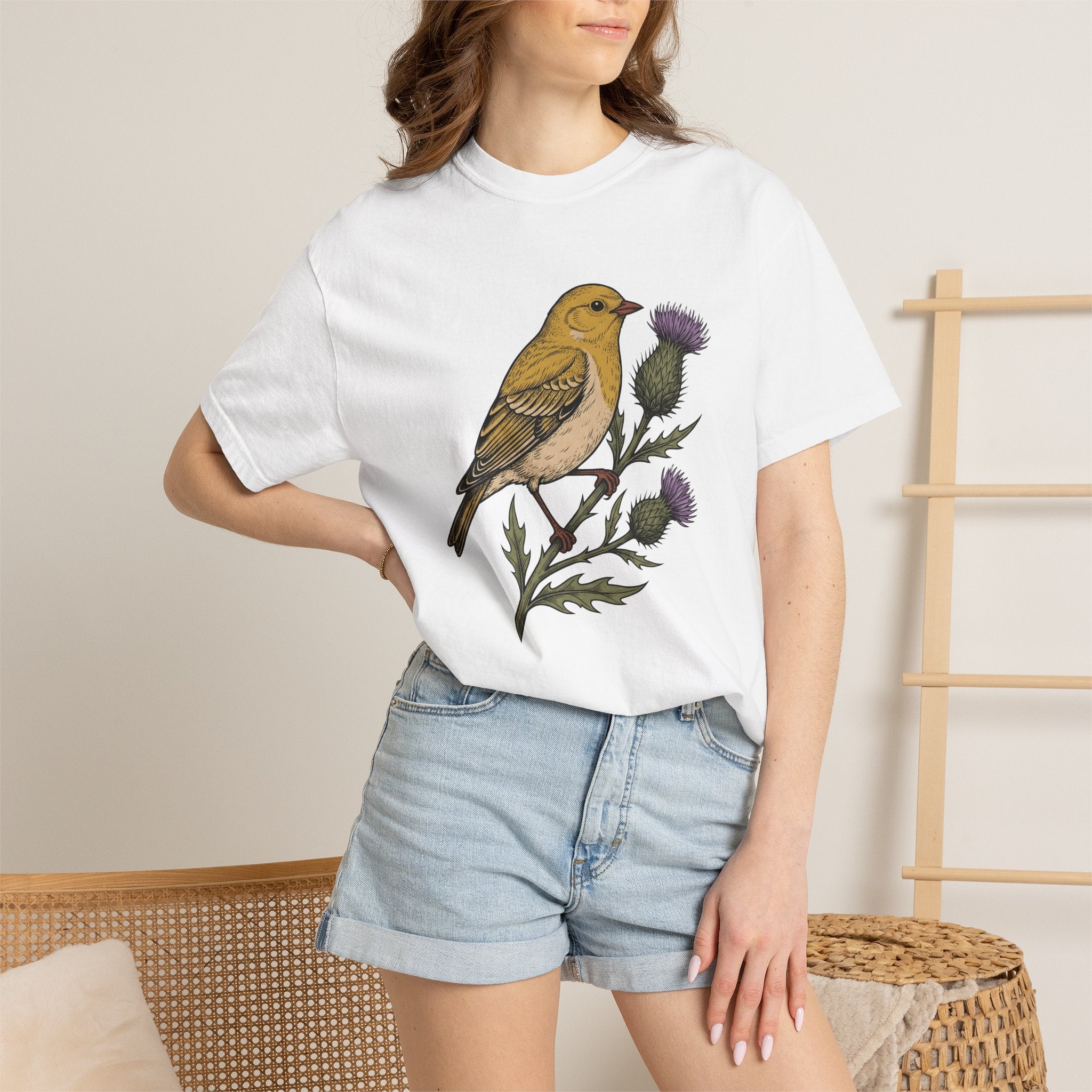 Yellow Warbler Shirt Bird Environment Gift Women Greenery Tee Warbler T-Shirt Birdwatcher Fan Botanical Tshirt Eco Graphic Traditional Plant