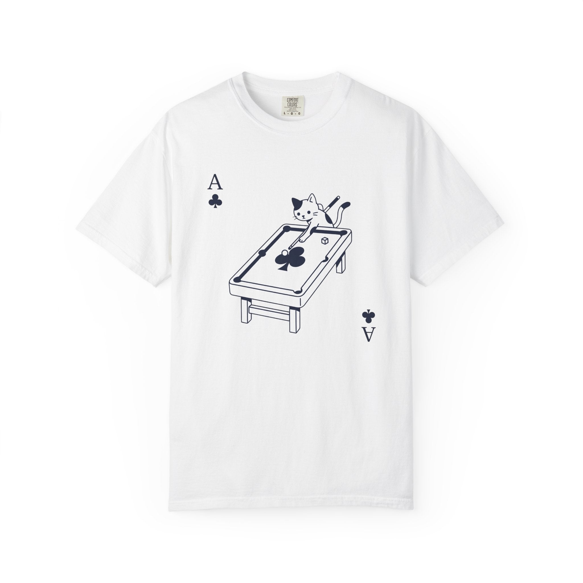 Cat Pool Table Shirt Cat Gaming Gift Women Kawaii Tee Billiard Table T-Shirt Cat Fan Anime Tshirt Gamer Graphic Minimal Playing Card Tshirt