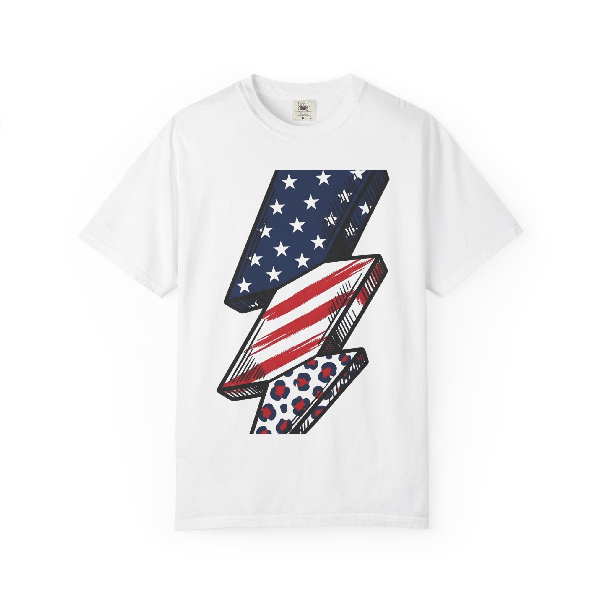 American Lightning Bolt Shirt 4th Of July Independence Gift Women Digital Art Tee Lightning T-Shirt Patriot Fan Graphic Tshirt Freedom