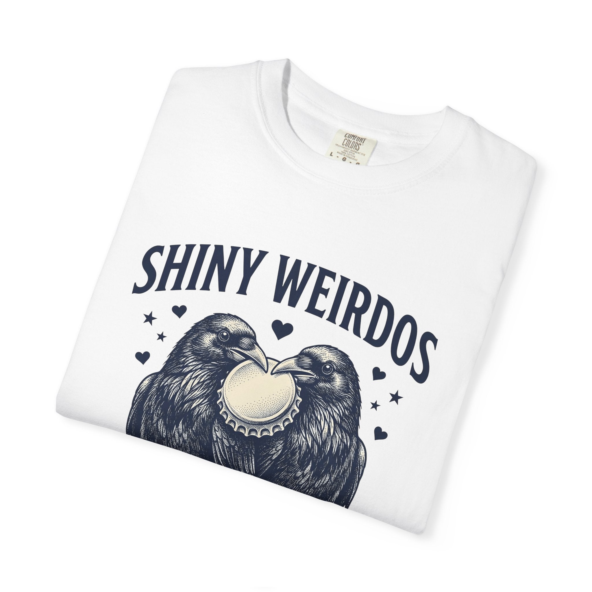 Raven Pair Shirt Funny Animal Gift Women Vintage Tee Crow T-Shirt Humor Fan Retro Tshirt Creature Graphic Hand Drawn Bottle Cap Tshirt