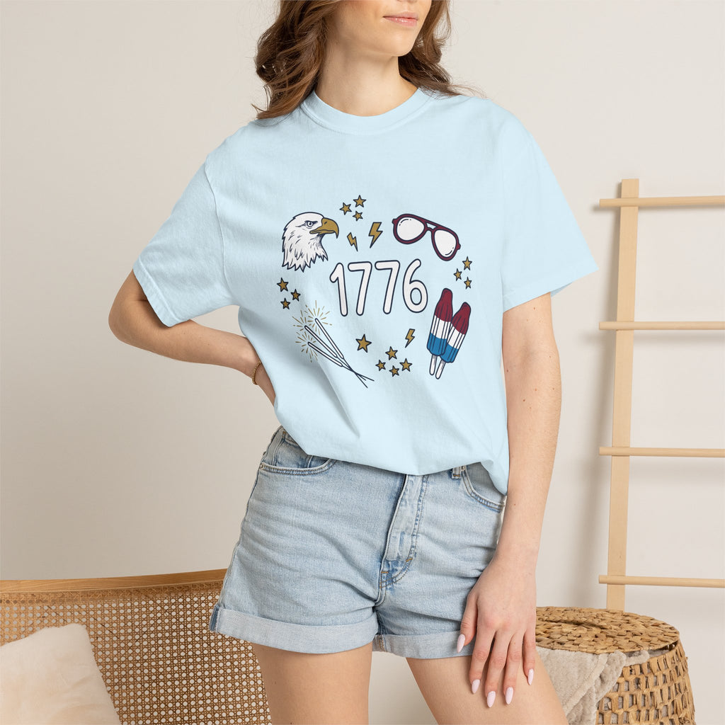 Bald Eagle Shirt America 4Th Of July Patriotic Gift Women Doodle Tee Eagle T-Shirt American Fan Eagle Tshirt Star Graphic Vintage Popsicle