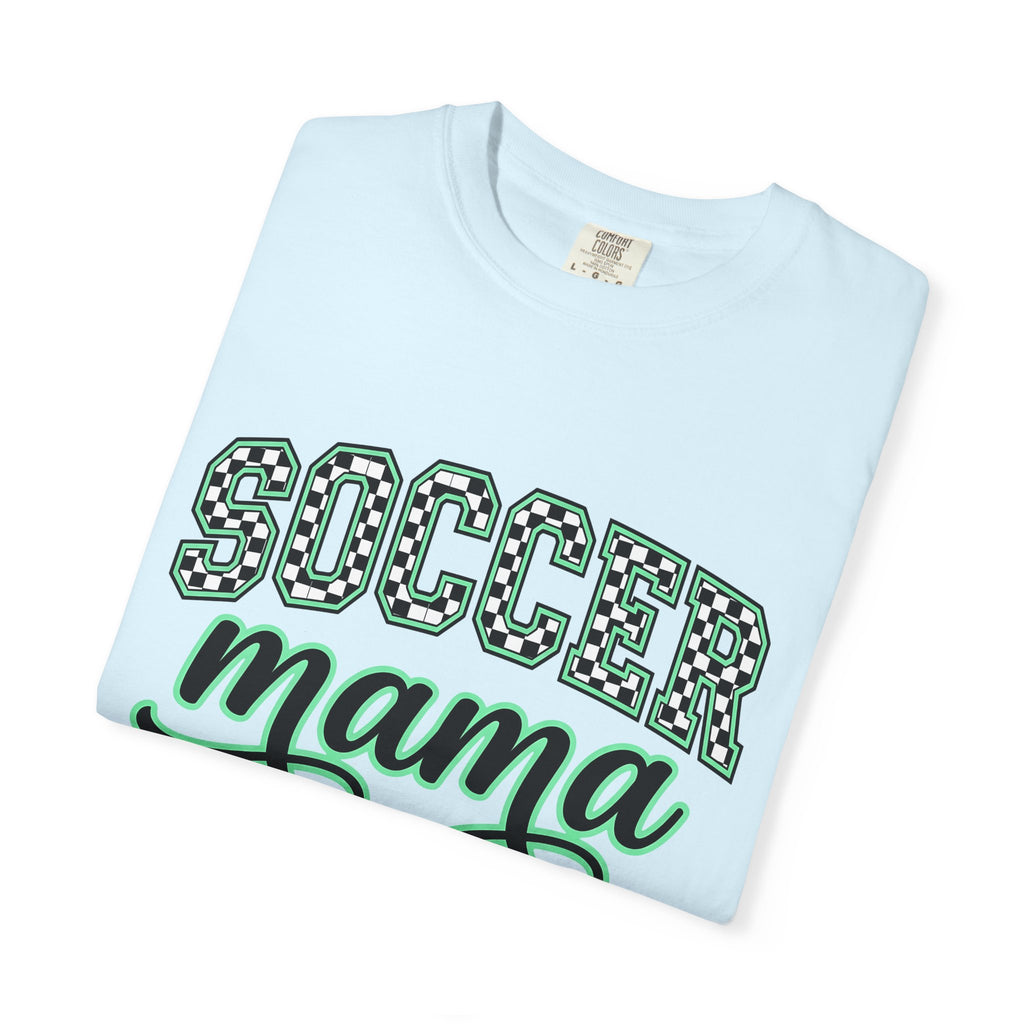 Soccer Font Shirt Moms Games Gift Women Thick Tee Football T-Shirt Mother Fan Bold Typography Tshirt Gaming Graphic Old School Plaid Design