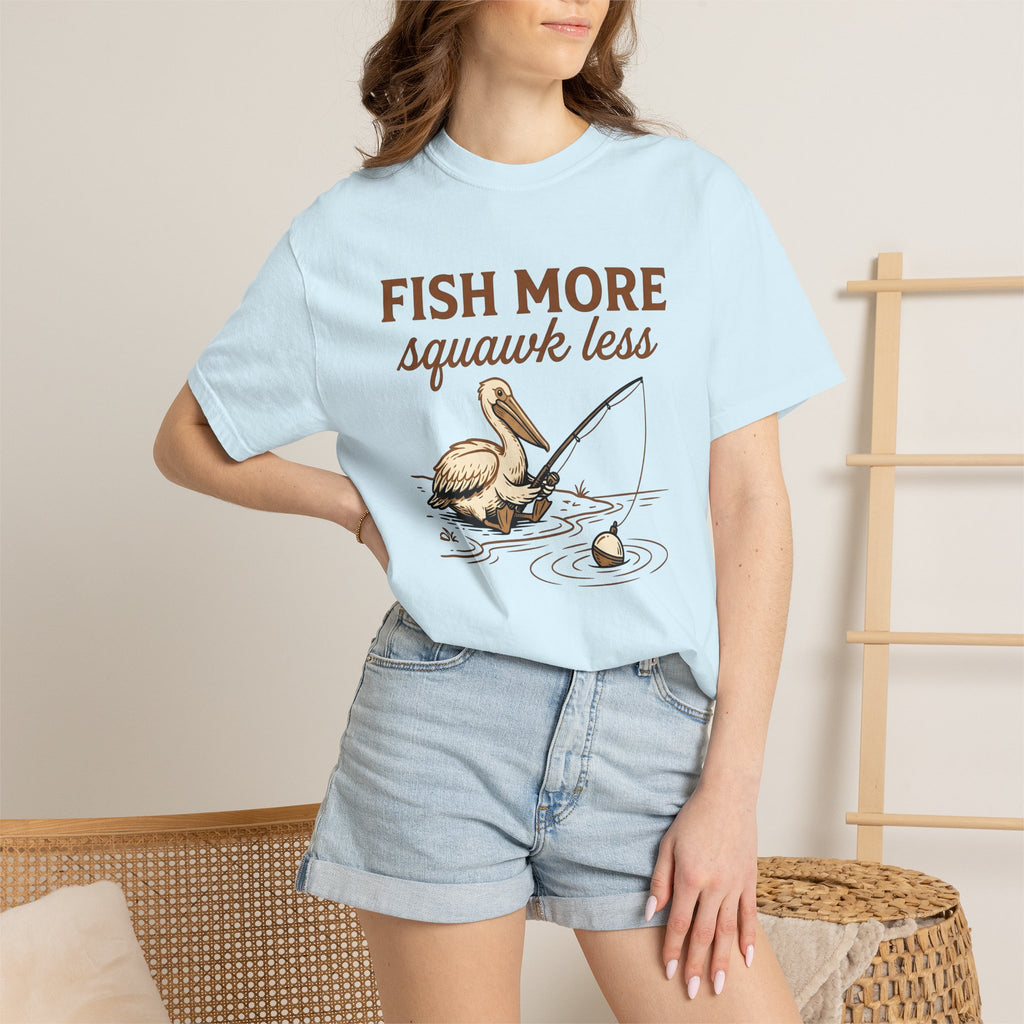 Pelican Fishing Shirt Fishing Outdoors Gift Women Cartoon Tee Fishing T-Shirt Angler Fan Tooned Tshirt Nature Graphic Vintage Fishing Rod