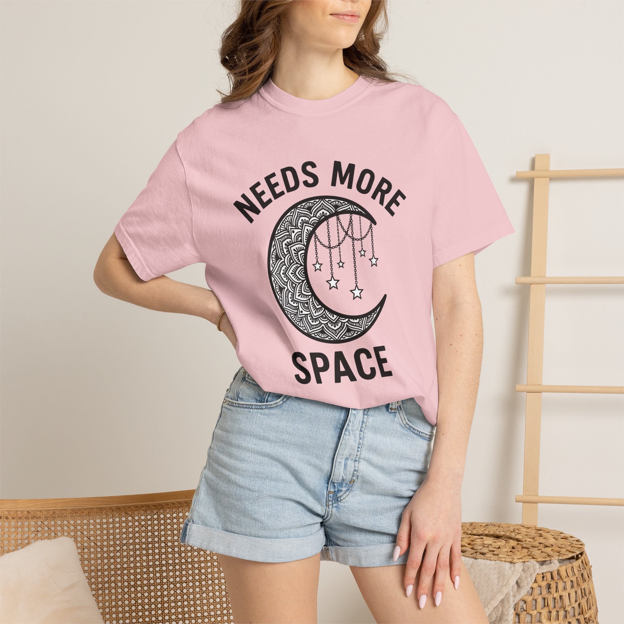 Crescent Moon Shirt Boho Chic Astrology Gift Women Tribal Tee Lunar T-Shirt Bohemian Enthusiast Ethnic Tshirt Zodiac Graphic Clean Suspended
