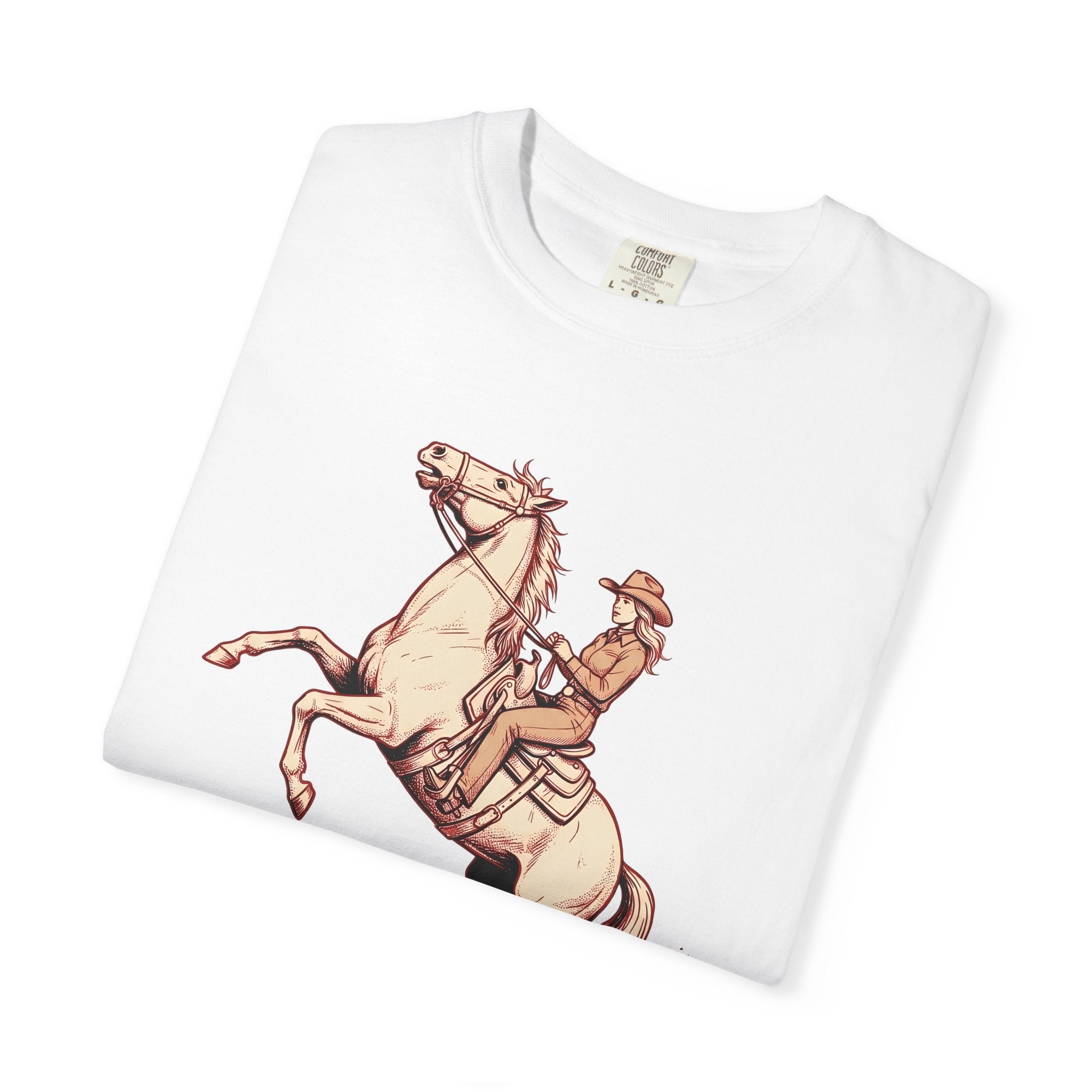 Cowgirl Horse Shirt Cowgirl Rodeo Gift Women Hand Drawn Tee Horseback T-Shirt Cowgirl Fan Illustrated Tshirt Rodeo Graphic Cartoon Dust