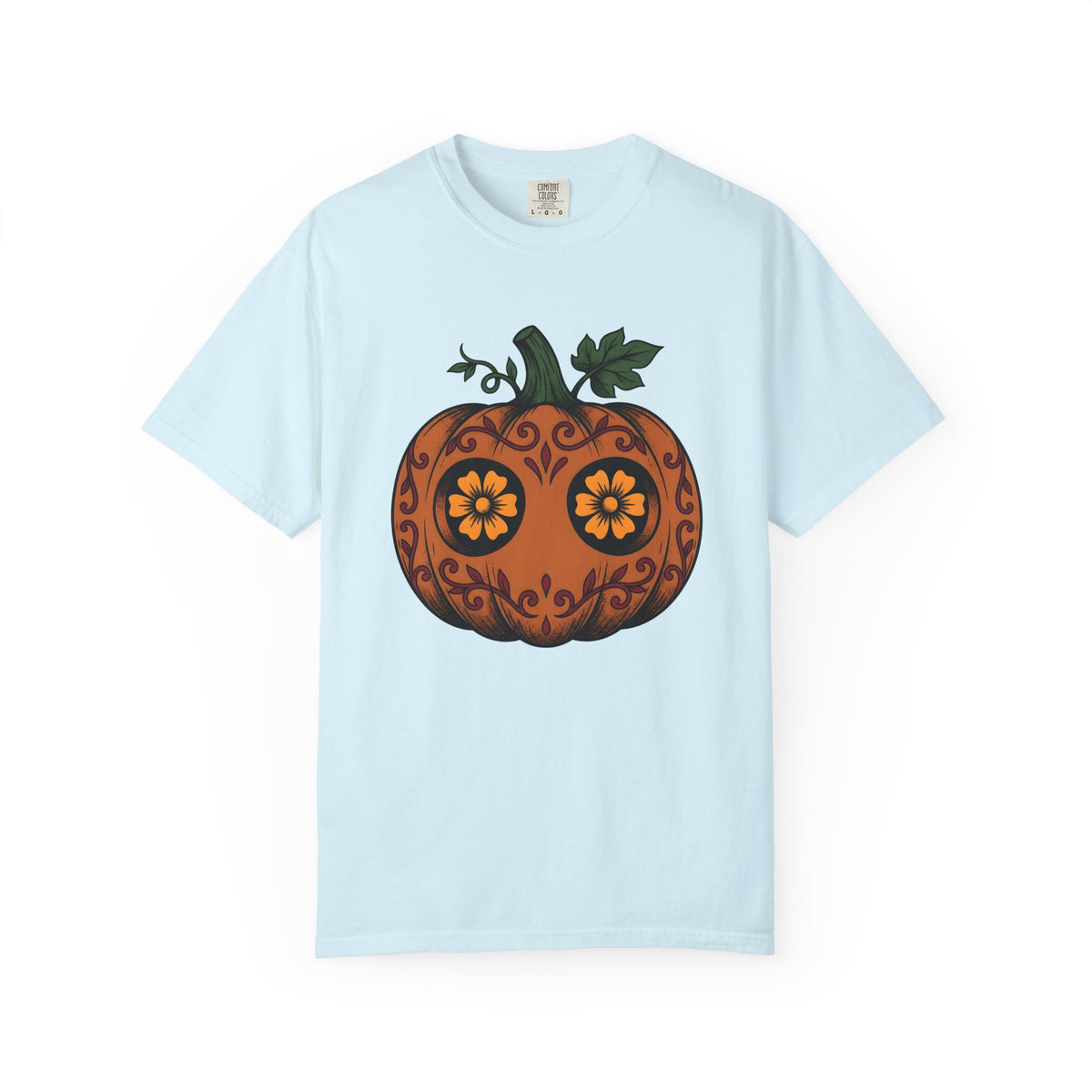 Pumpkin Illustration Shirt Halloween Spooky Gift Women Blackwork Tee Gourd T-Shirt Horror Fan Dark Graphic Tshirt Classic Floral Design