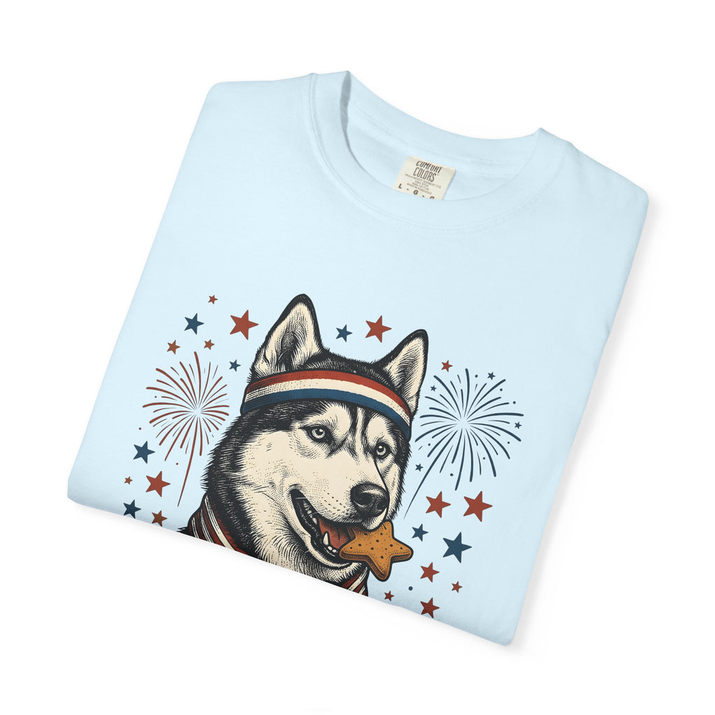 Husky Dog Shirt Dog Patriotic Gift Women Vintage Tee Siberian Husky T-Shirt Dog Fan Husky Graphic Tshirt American Graphic Illustration Star