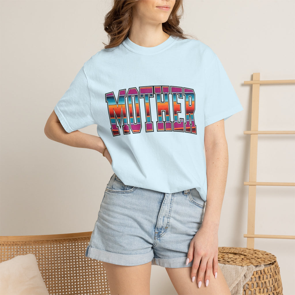 Bold Varsity Text Shirt Moms Family Gift Women Boho Tee Lettering T-Shirt Motherhood Fan Hippie Tshirt Clan Graphic Retro Rainbow Stripe