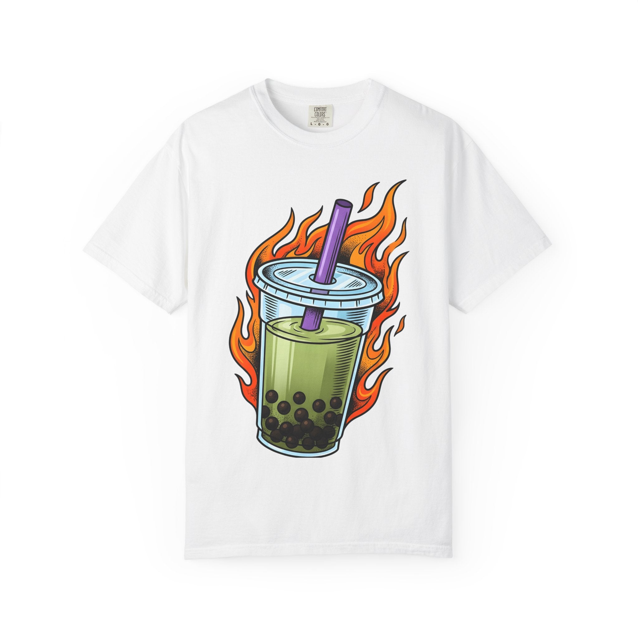 Bubble Tea Shirt Drinks Cuisine Gift Women Neon Tee Boba T-Shirt Beverage Fan Milk Tea Tshirt Food Graphic Comic Fire Tshirt