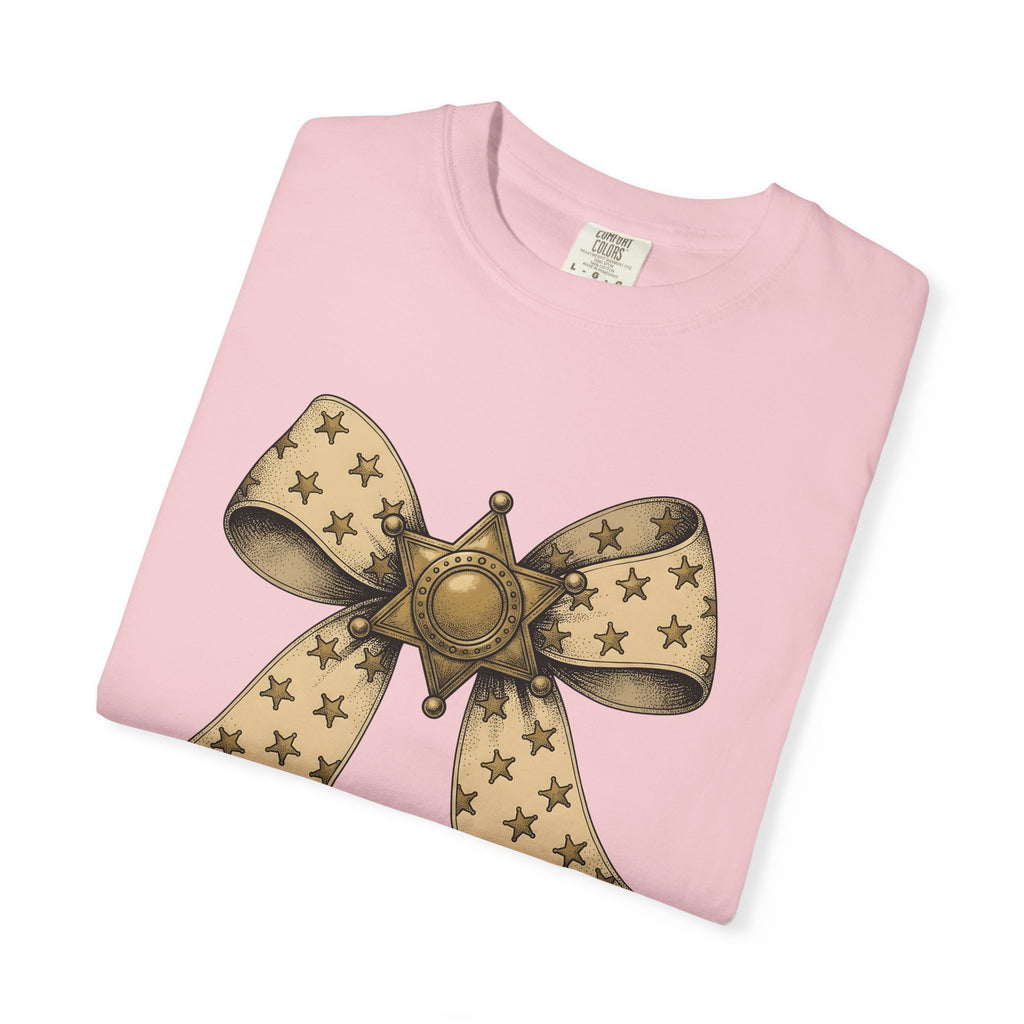 Marshal Star Bow Shirt Cowgirl Western Show Gift Women Sketch Tee Star Bow T-Shirt Rodeo Fan Drawing Graphic Folk Star Symbol Tshirt