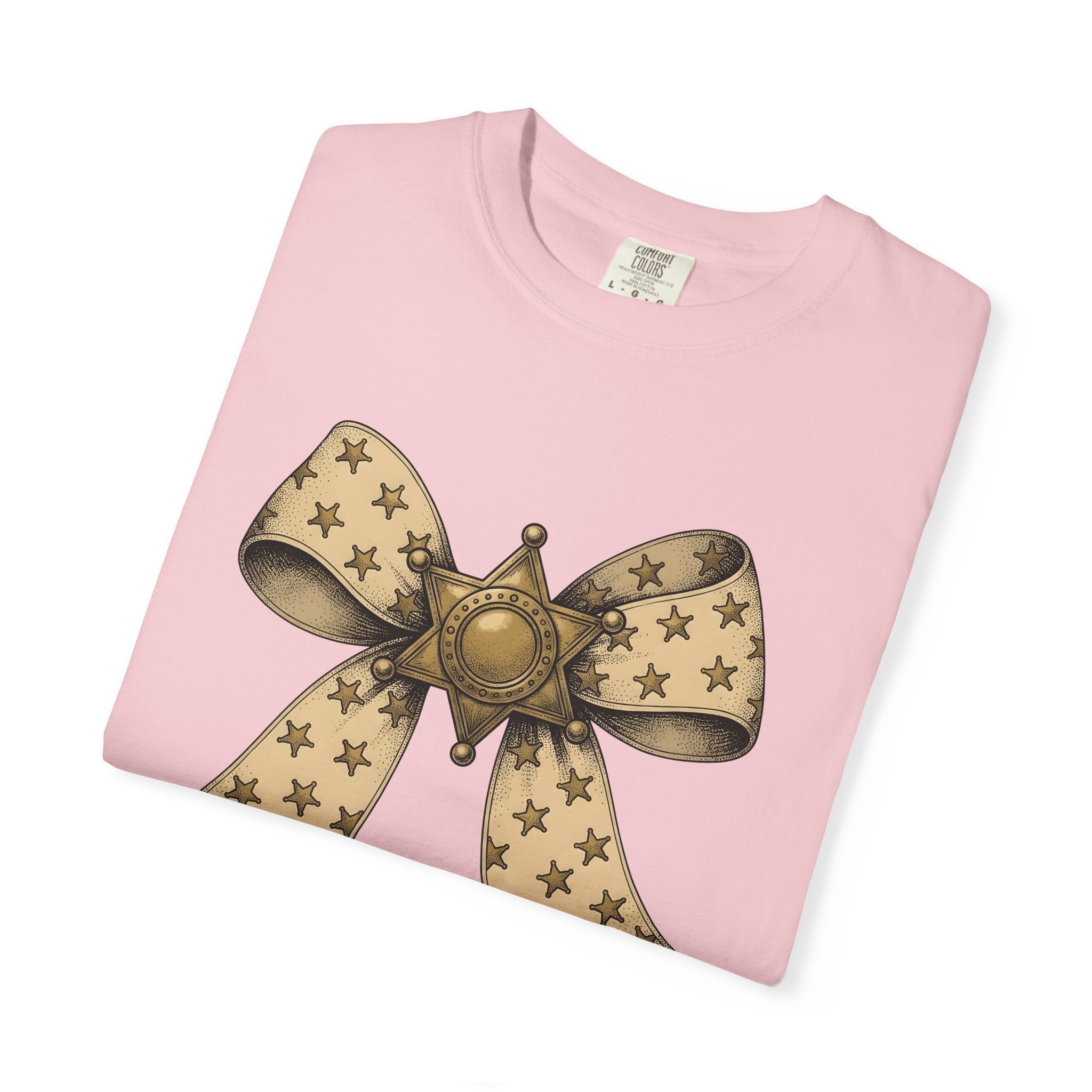 Marshal Star Bow Shirt Cowgirl Western Show Gift Women Sketch Tee Star Bow T-Shirt Rodeo Fan Drawing Graphic Folk Star Symbol Tshirt
